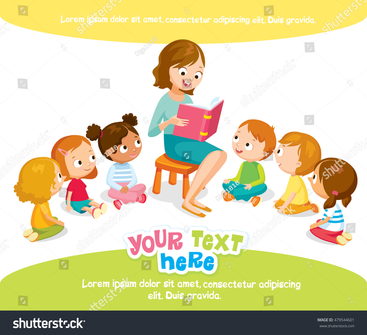 Download Teacher Reading Kids Kinder Garden Stock Vector (Royalty ...