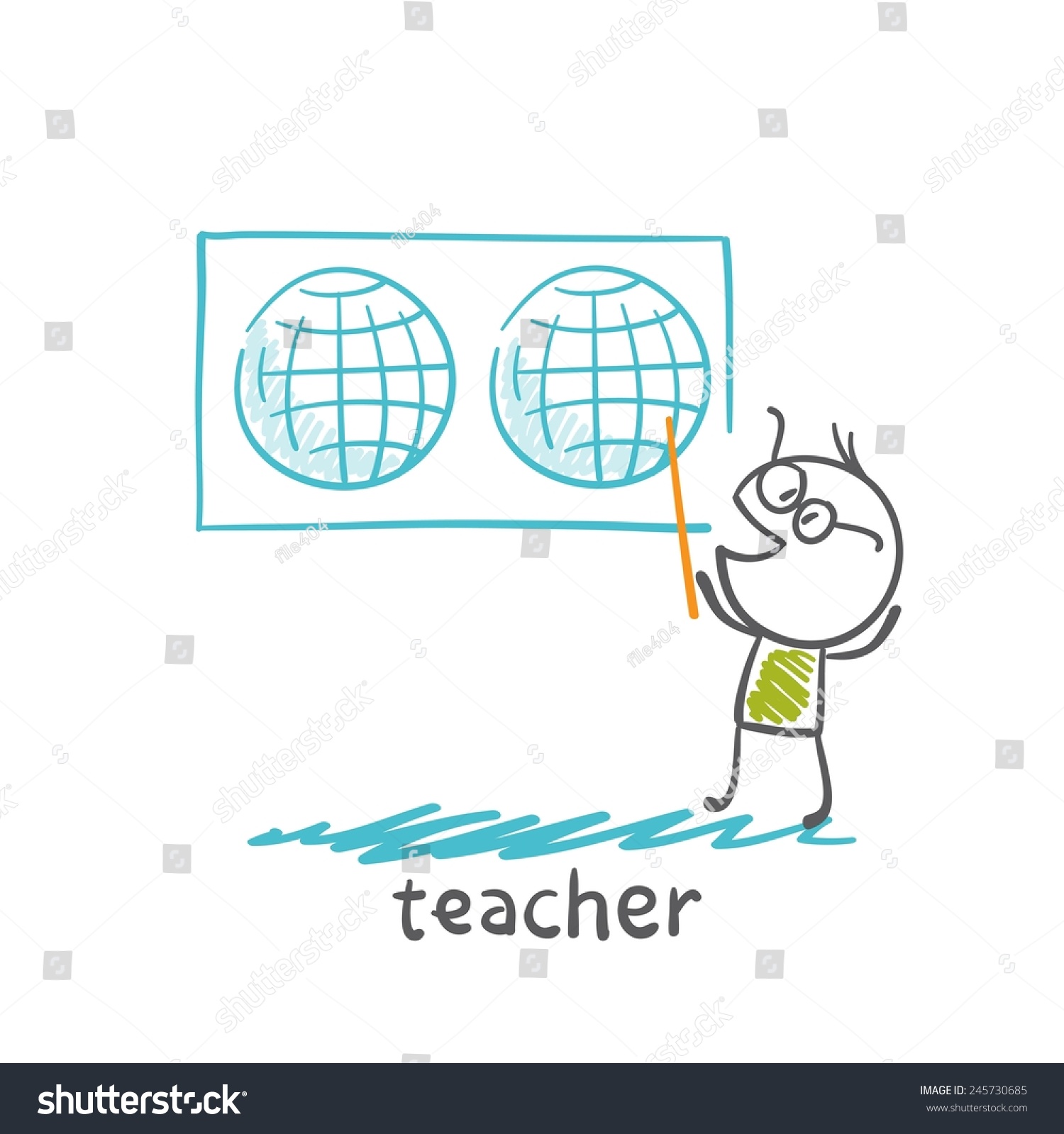 Teacher Showing World Map Illustration Stock Vector (Royalty Free ...