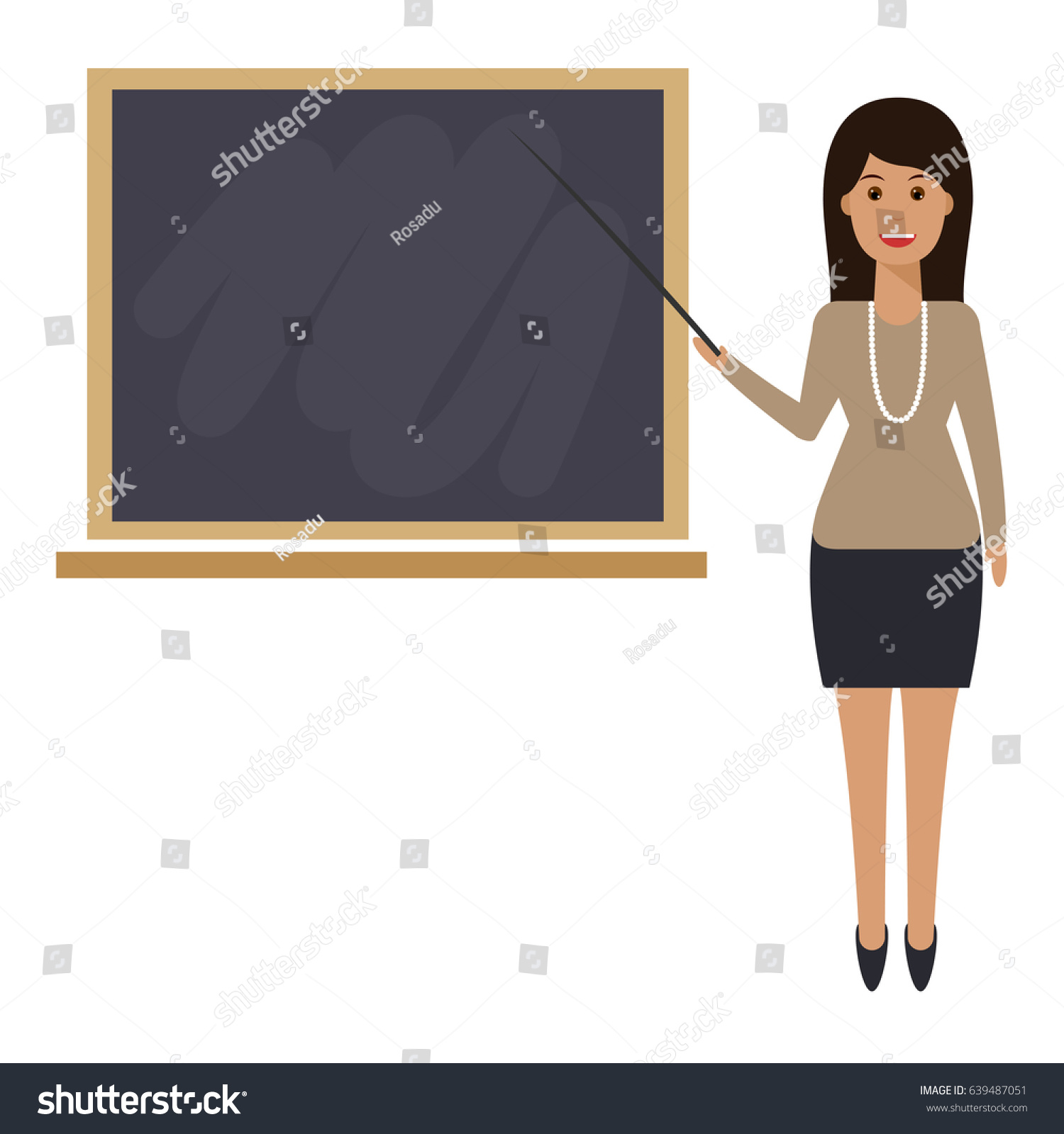 Teacher Pointer Showing On Board Young Stock Vector 639487051 Shutterstock 3377