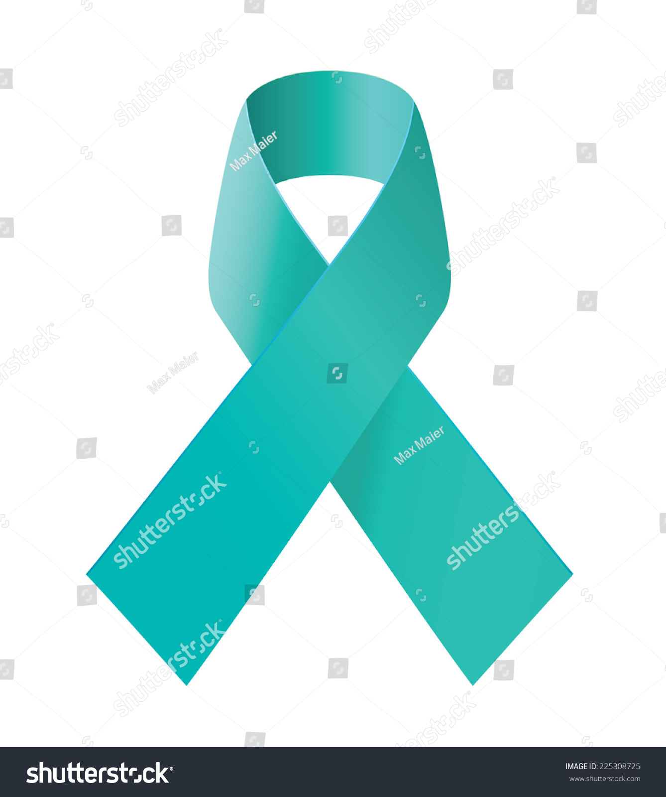 Teal Ribbon Symbol Scleroderma Ovarian Cancer Stock Vector 225308725 ...