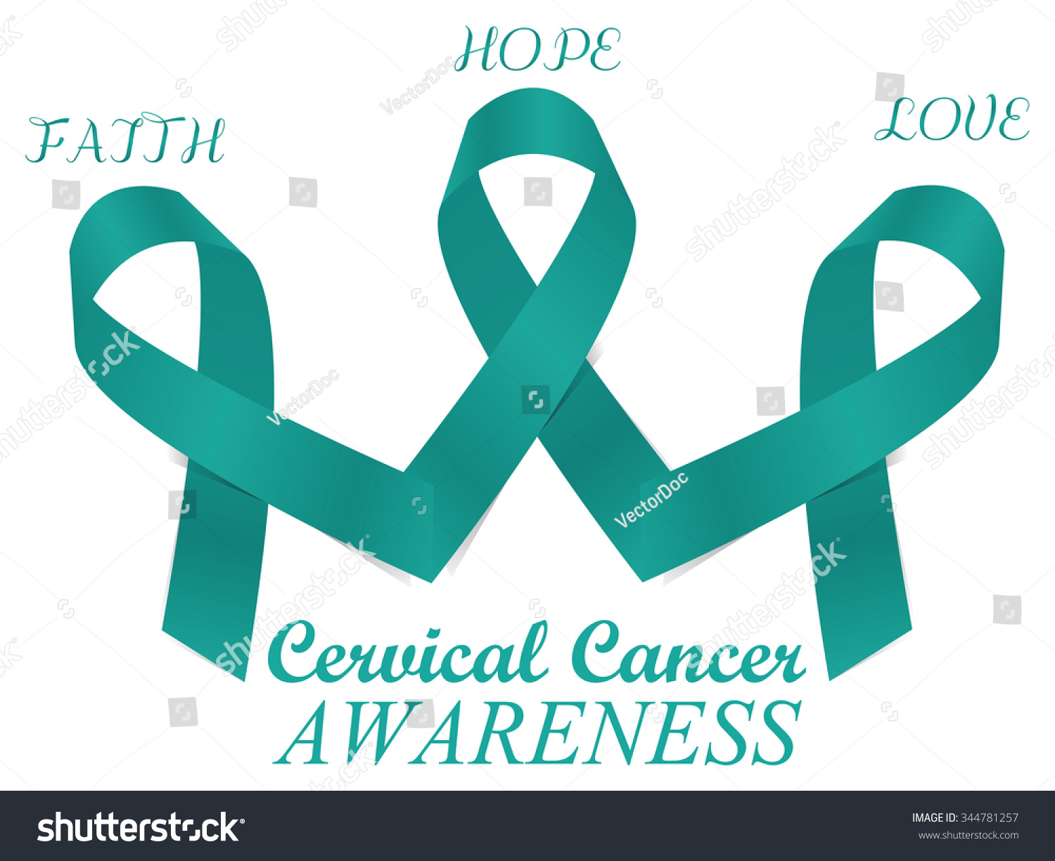 Teal Ribbons For Cervical Cancer Awareness Campaign In January. Stock ...