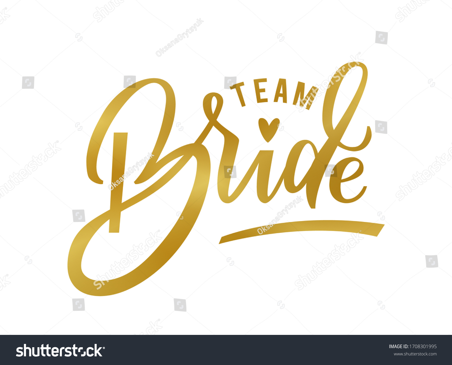 Team Bride Golden Calligraphy Team Bride 库存矢量图（免版税）1708301995