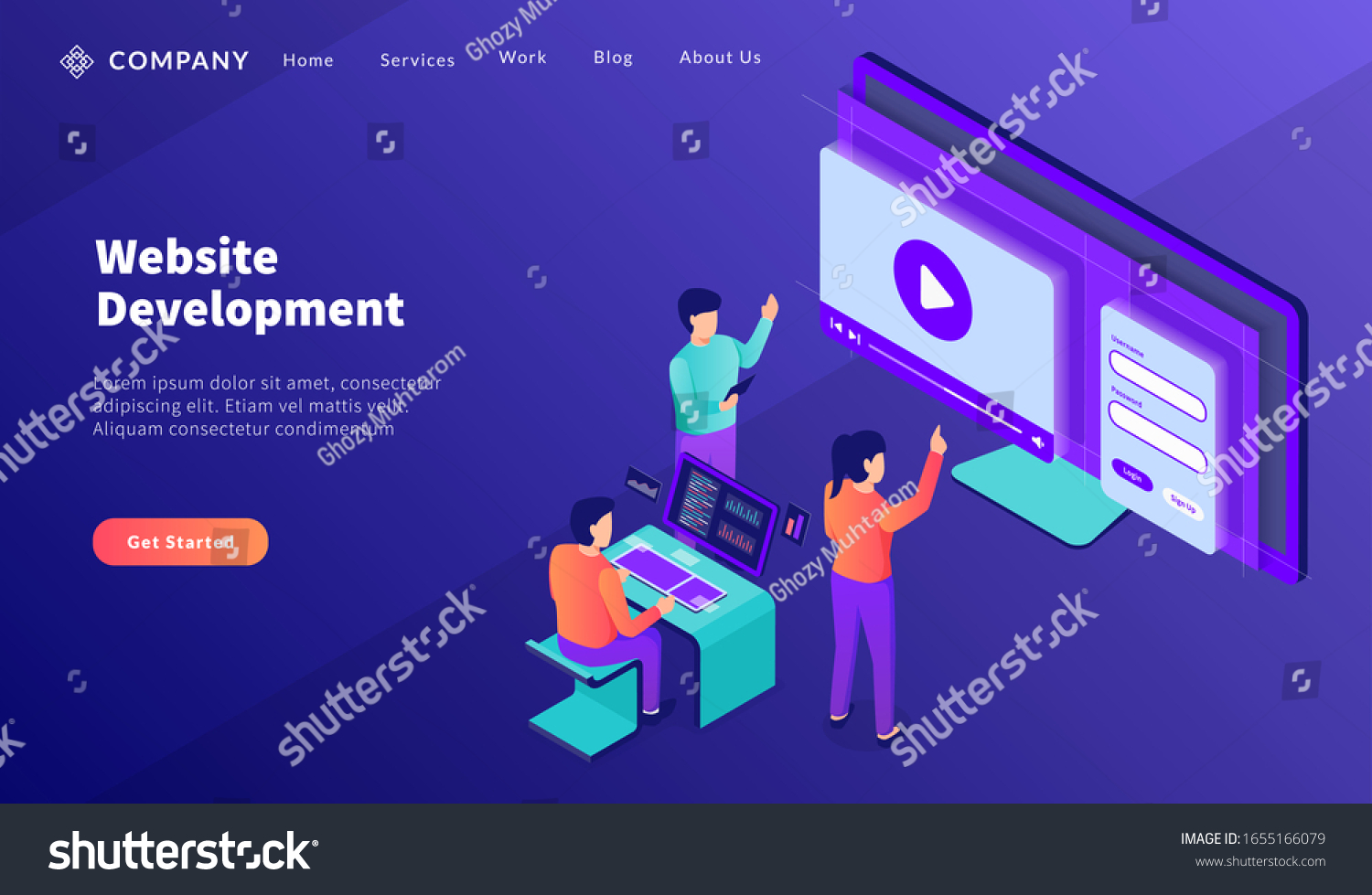 Team Developer Work Website Development Website Stock Vector (Royalty ...