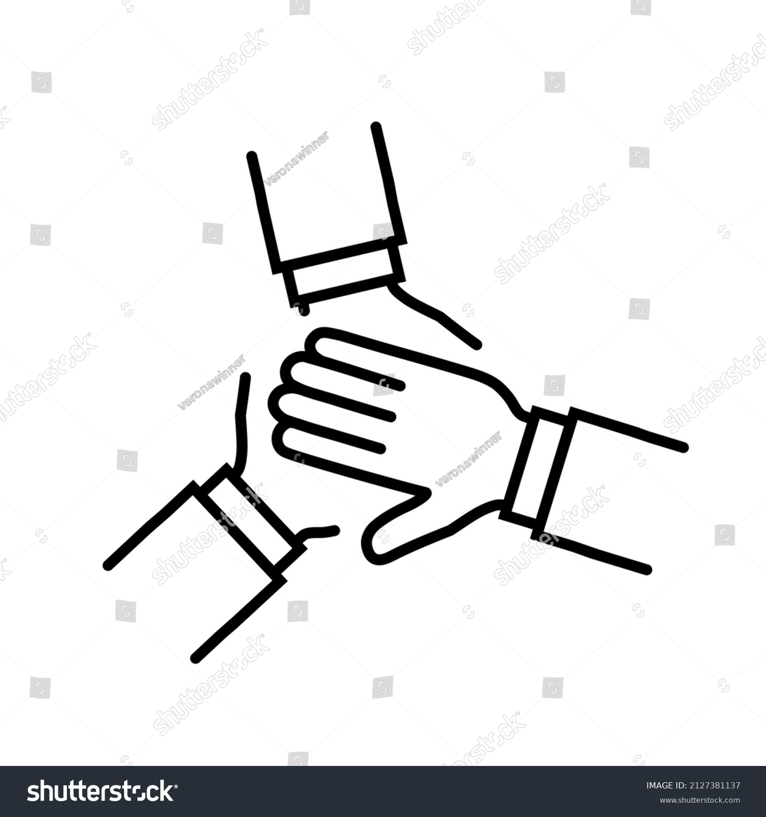 Team Hands Together Vector Icon Teamwork Stock Vector Royalty Free