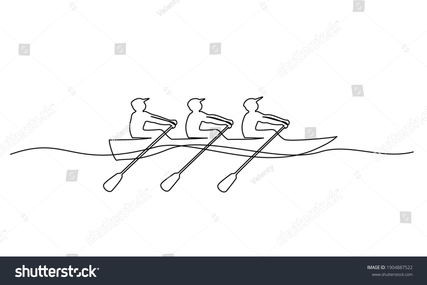 Team Member Rowing Boat Teamwork Concept Stock Vector (Royalty Free ...