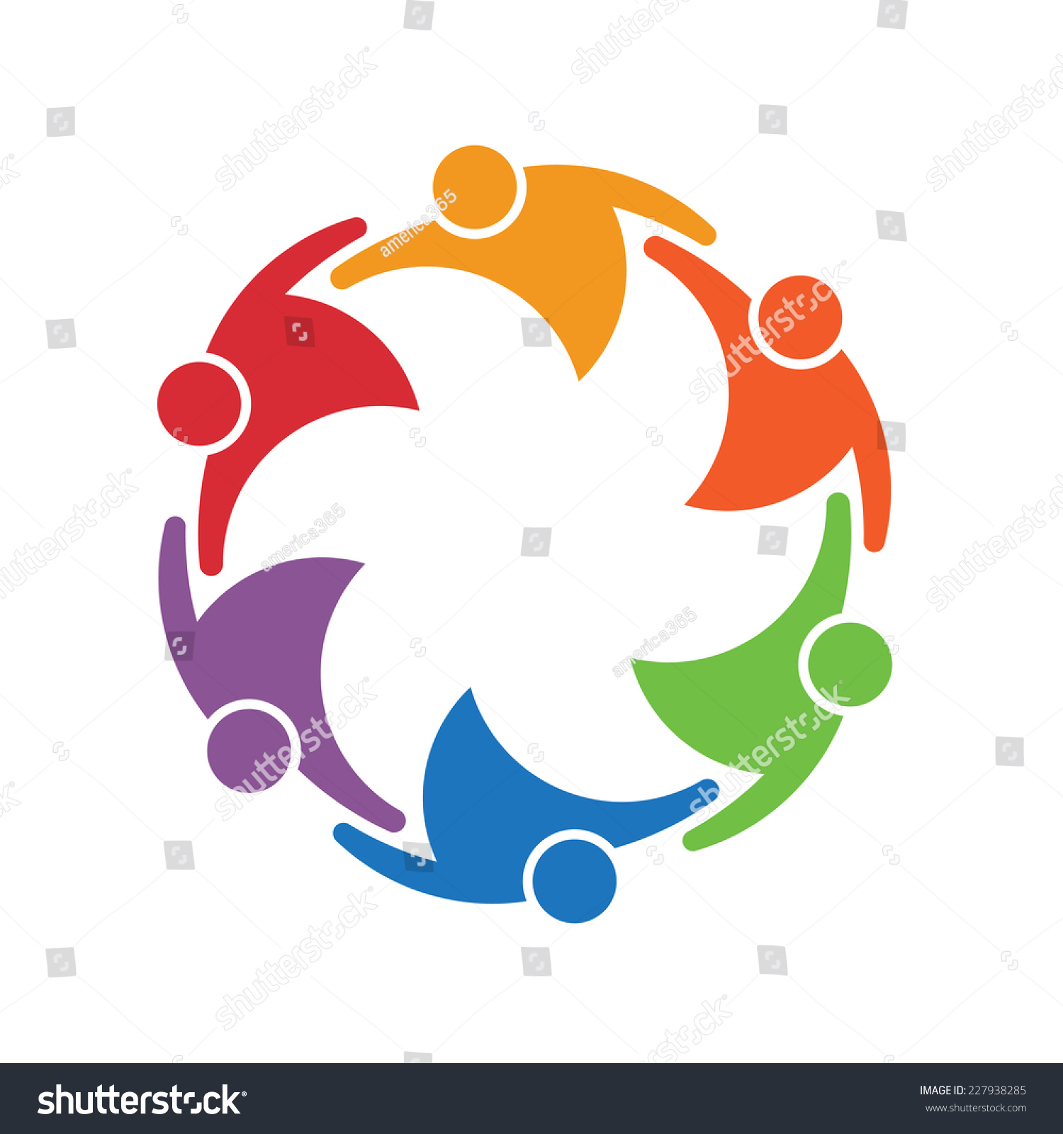 Team Work People Group 6 Circle Stock Vector 227938285 - Shutterstock