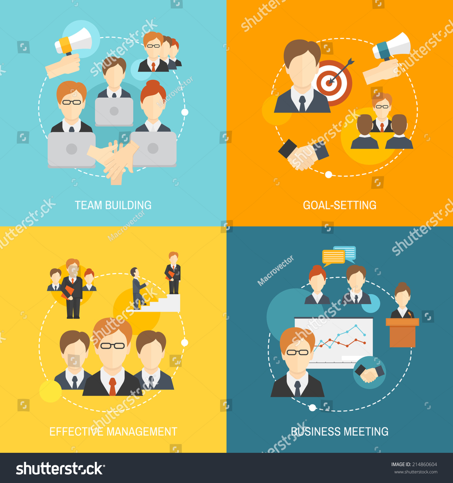 Teamwork Business Collaboration Effective Management Flat Composition ...