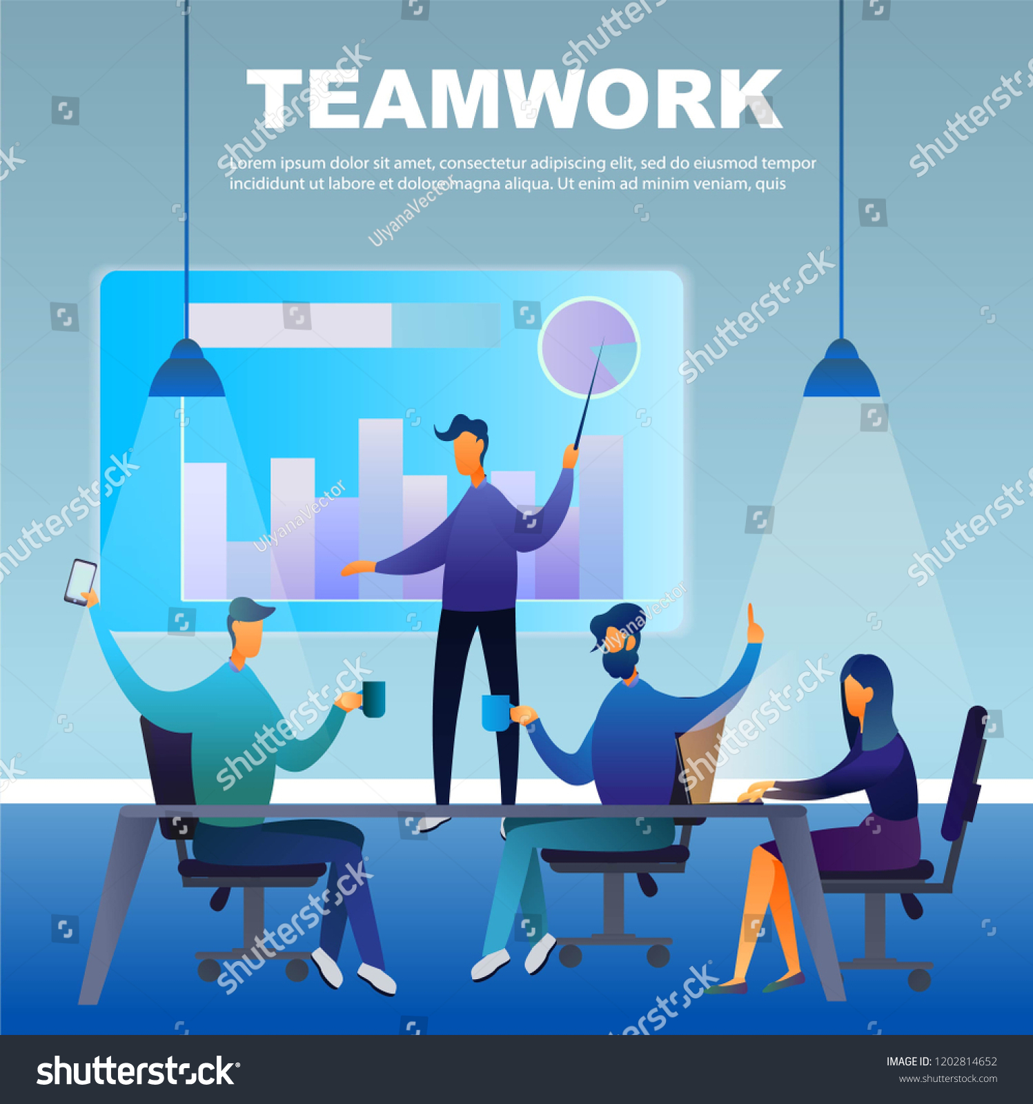 Teamwork Business Concept Infographics Solution Partnership Stock ...