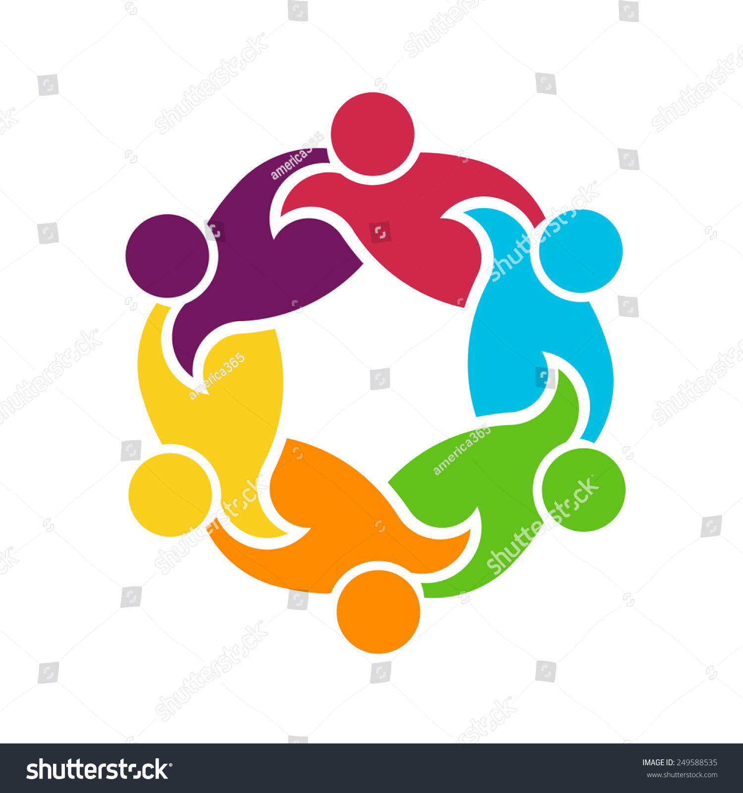 Teamwork Logo Round Circle Of 6 People Group , Helping Each Other Stock ...