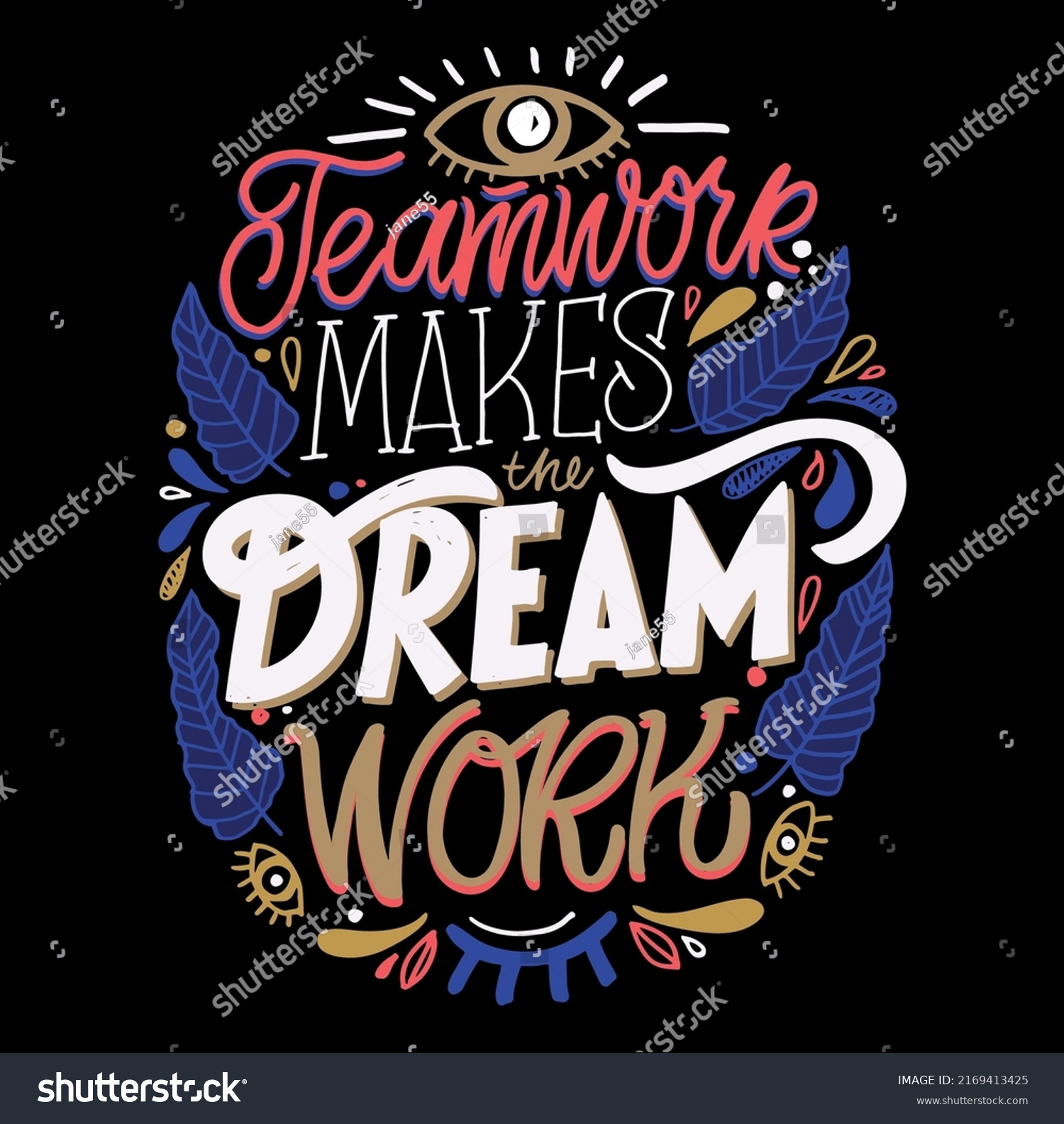 Teamwork Makes Dream Work Hand Written Stock Vector (Royalty Free ...