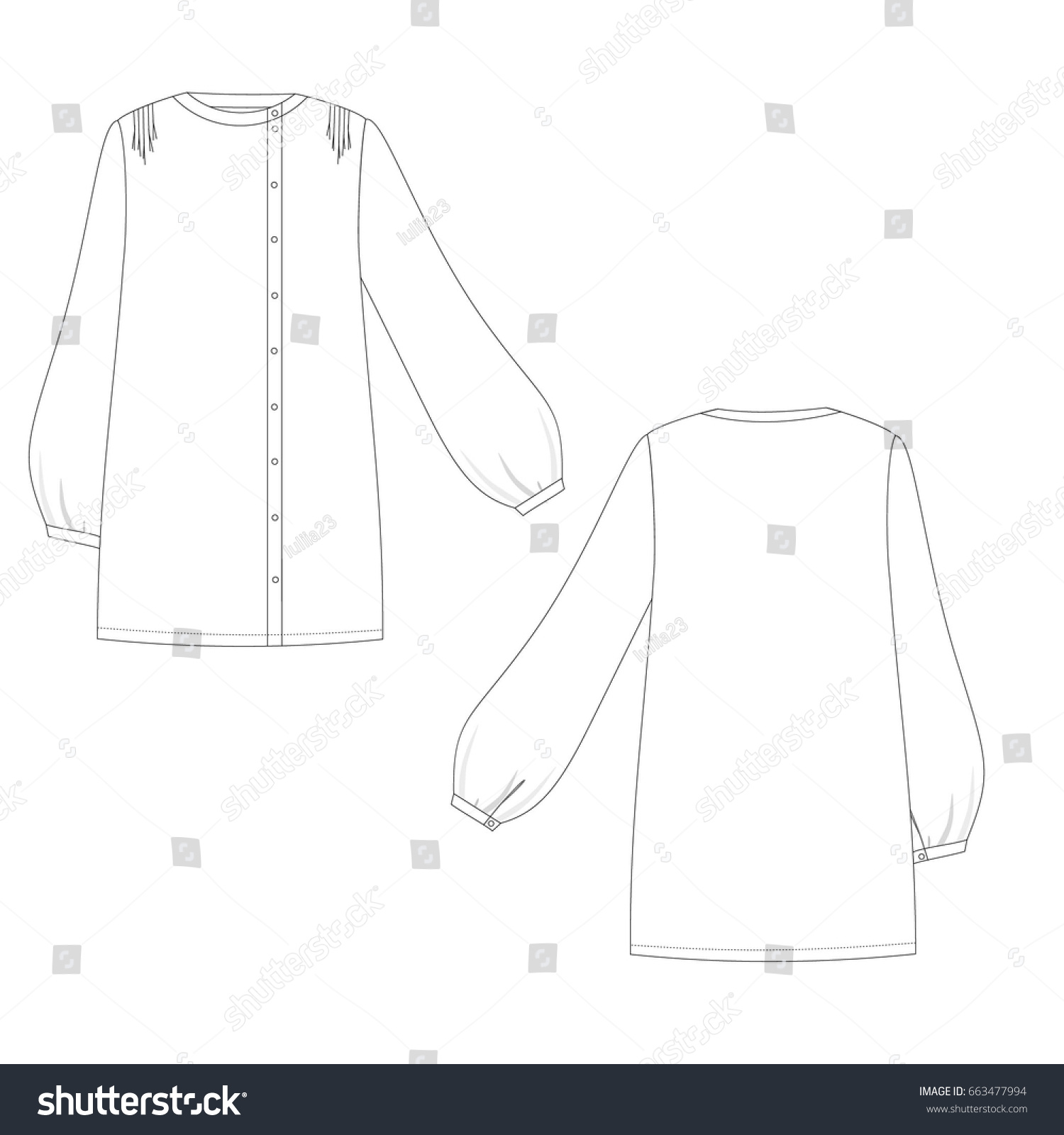 Technical Drawing Blouse Sketch Vector Illustration Stock Vector ...