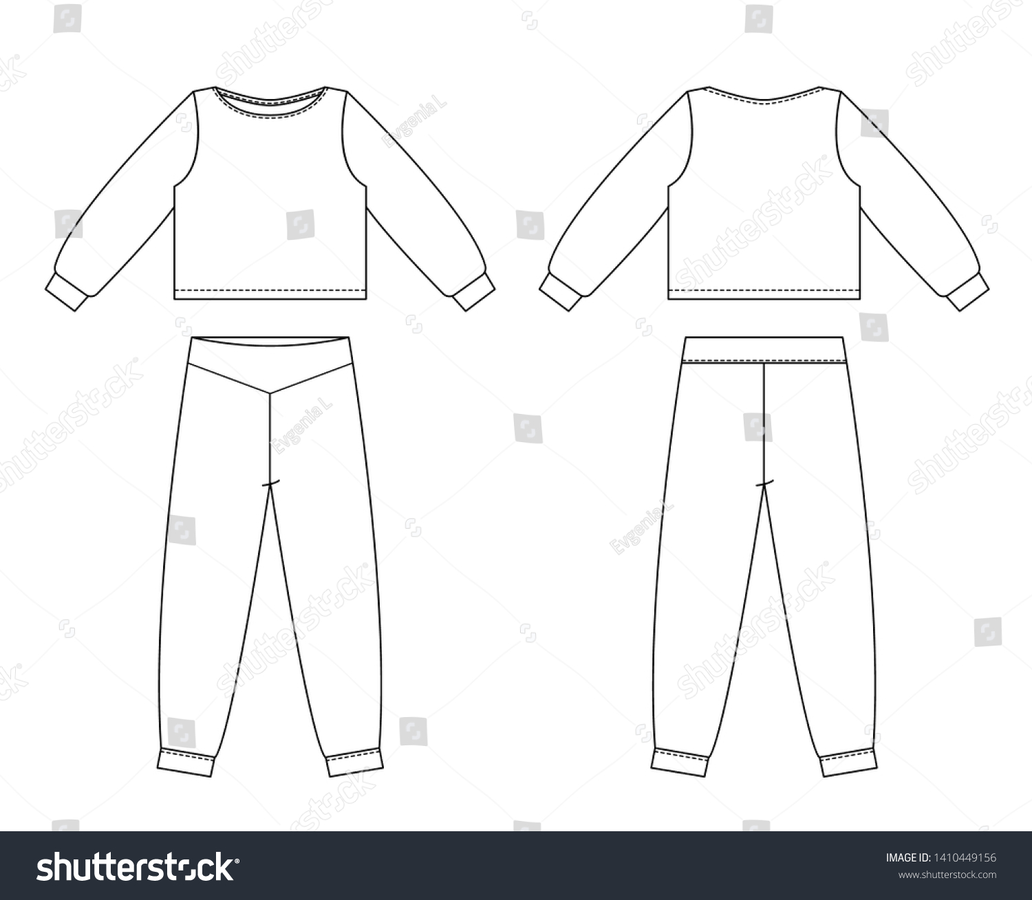 Technical Drawing Childrens Fashion Suit Trousers Stock Vector (Royalty ...