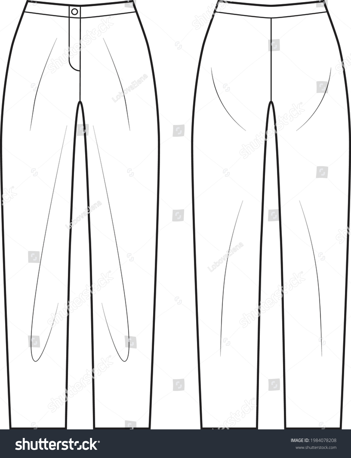 Technical Drawing Oversized Pants Stock Vector (Royalty Free ...