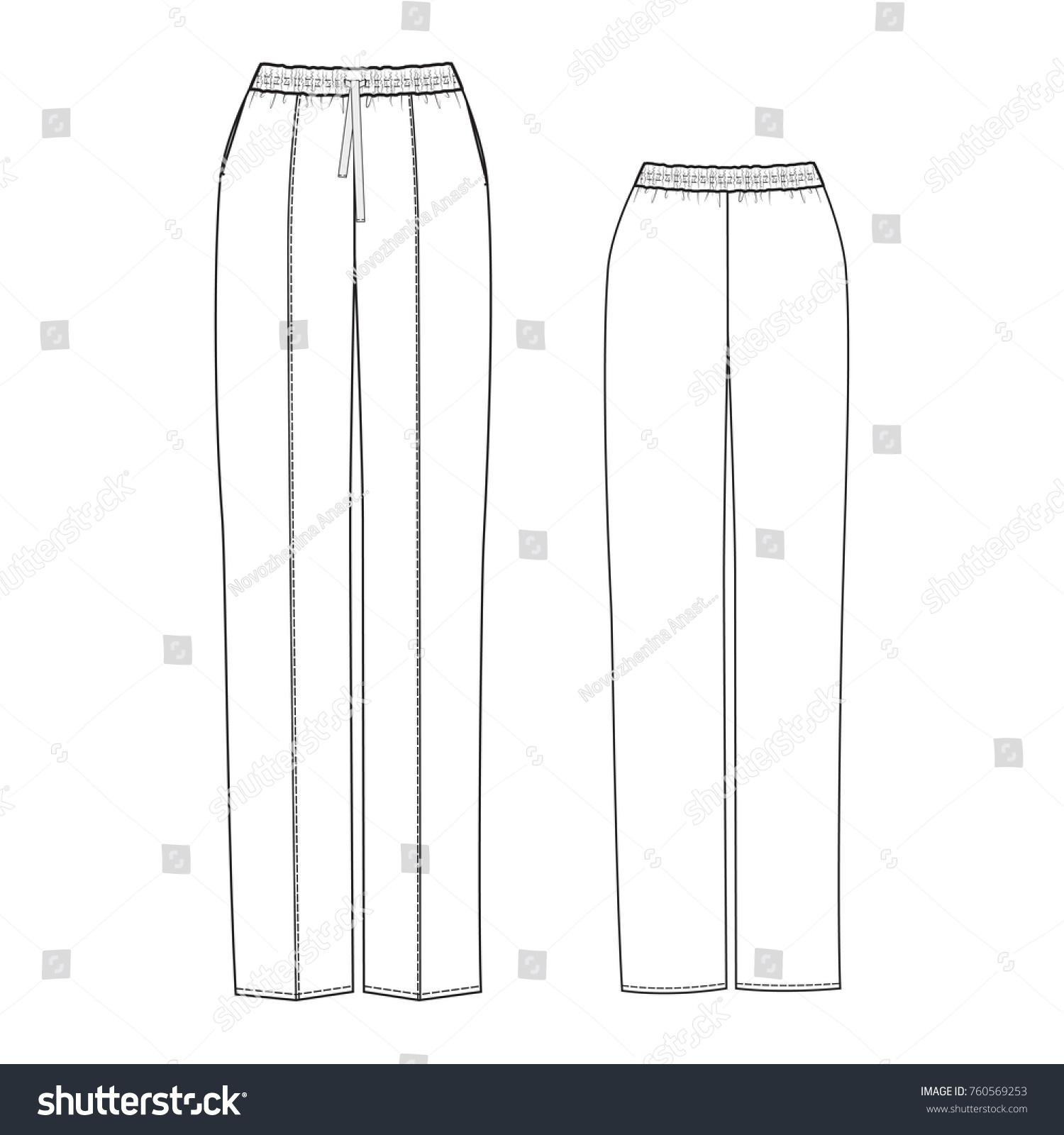 Technical Drawing Pajama Pants Stock Vector (Royalty Free) 760569253