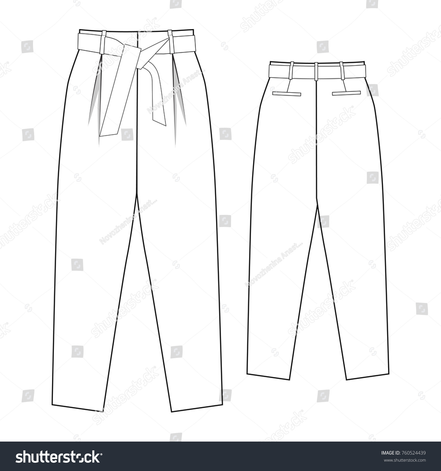 Technical Drawing Pants Stock Vector (Royalty Free) 760524439