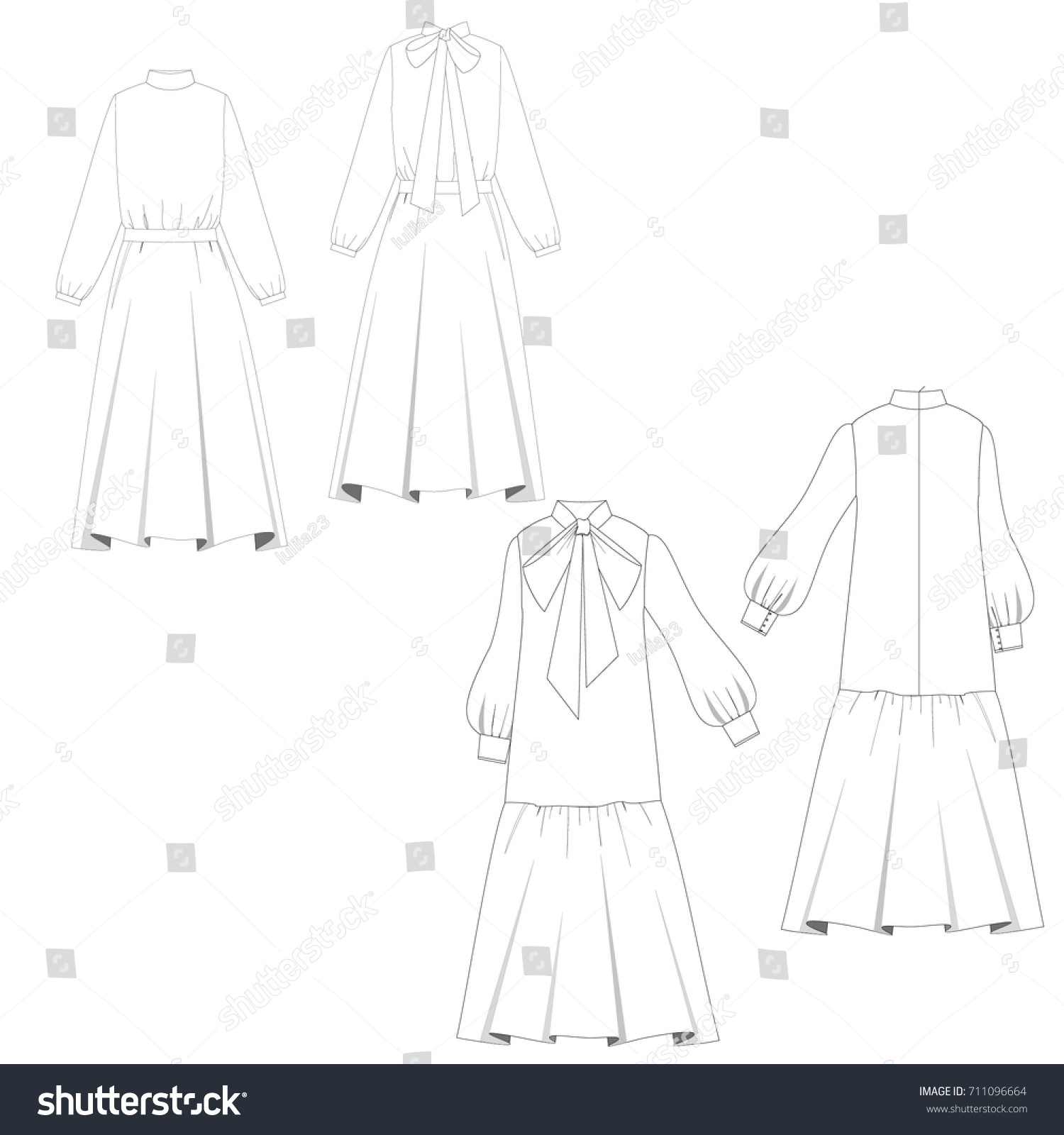Technical Drawing Sketch Dress Vector Illustration Stock Vector ...