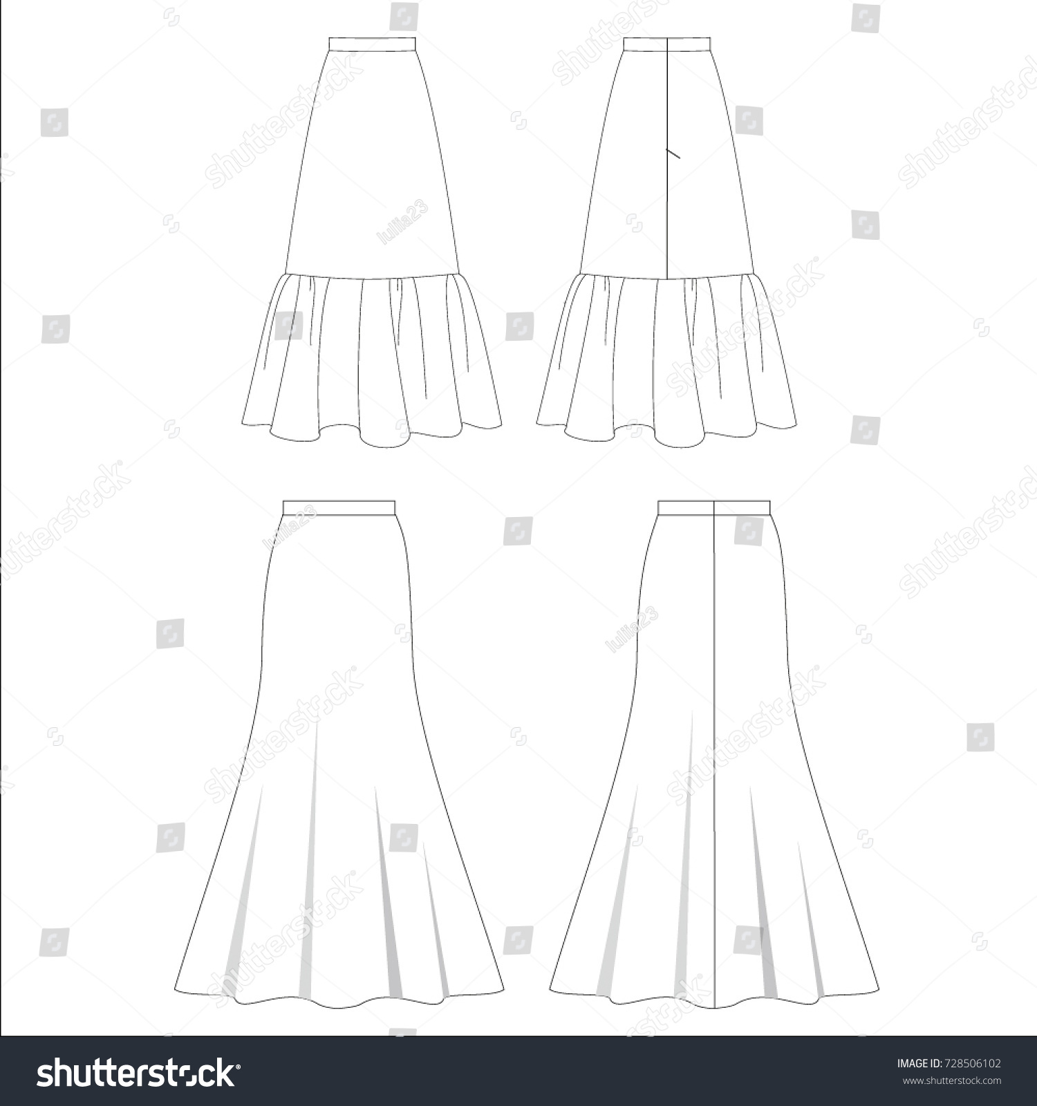 Technical Drawing Sketch Skirt Vector Illustration Stock Vector Royalty Free 728506102 Technical Drawing Sketch Skirt Vector Illustration Stock Vector Royalty Free 728506102