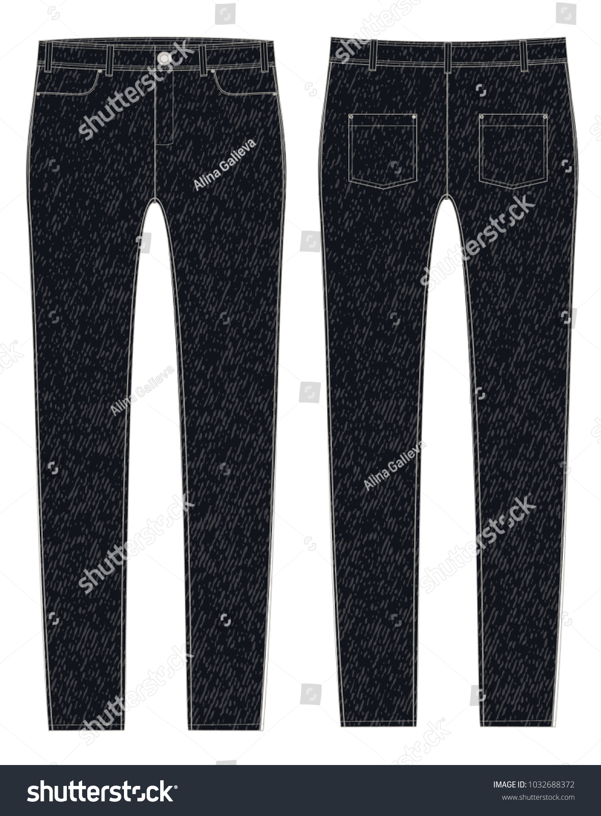 Technical Sketch Dark Blue Jeans Sketch Stock Vector (Royalty Free ...