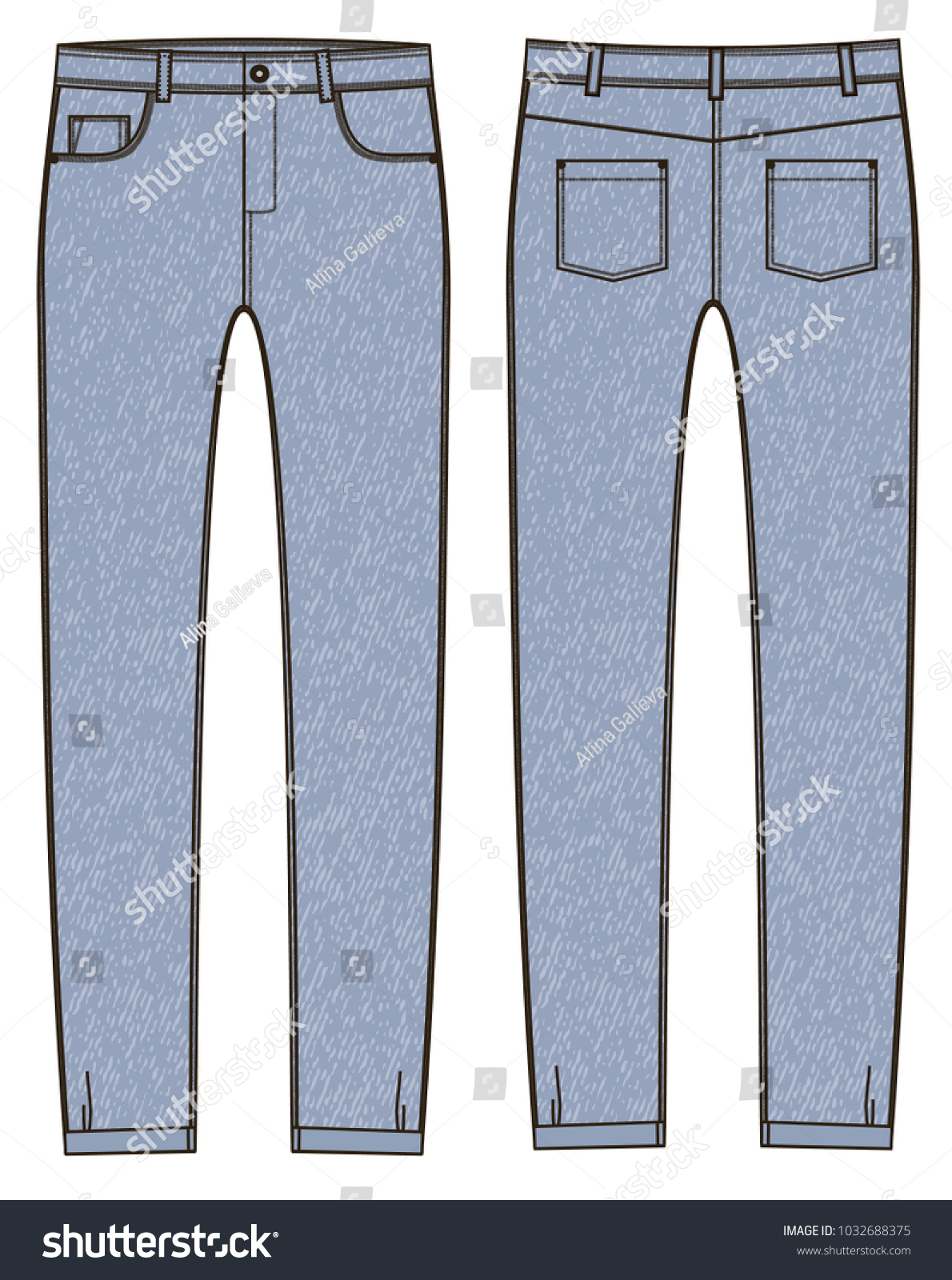 Technical Sketch Light Blue Jeans Sketch Stock Vector (Royalty Free ...