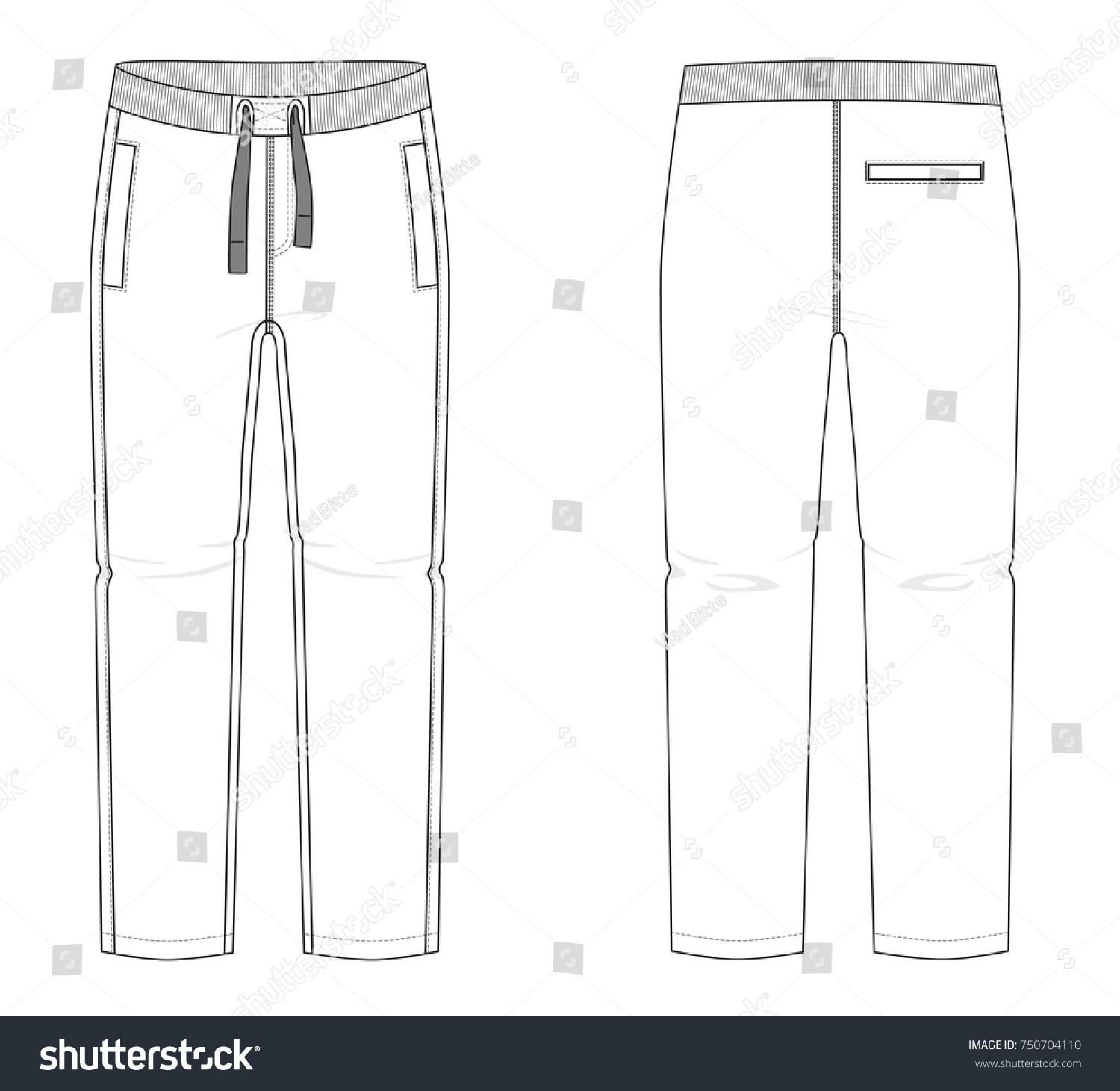 Technical Sketch Man Sports Pants Vector Stock Vector (Royalty Free ...