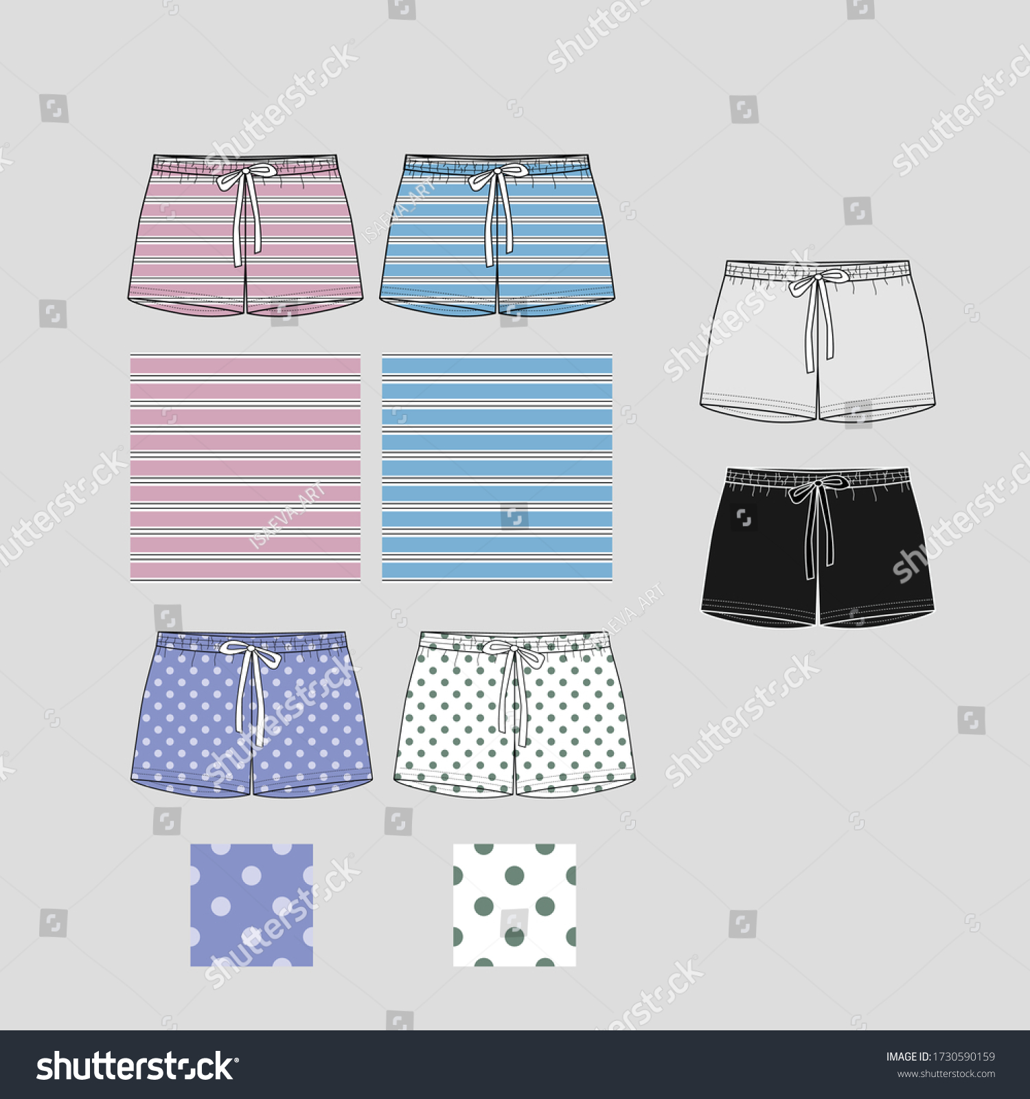 Technical Sketch Shorts Print Pattern Front Stock Vector (Royalty Free ...