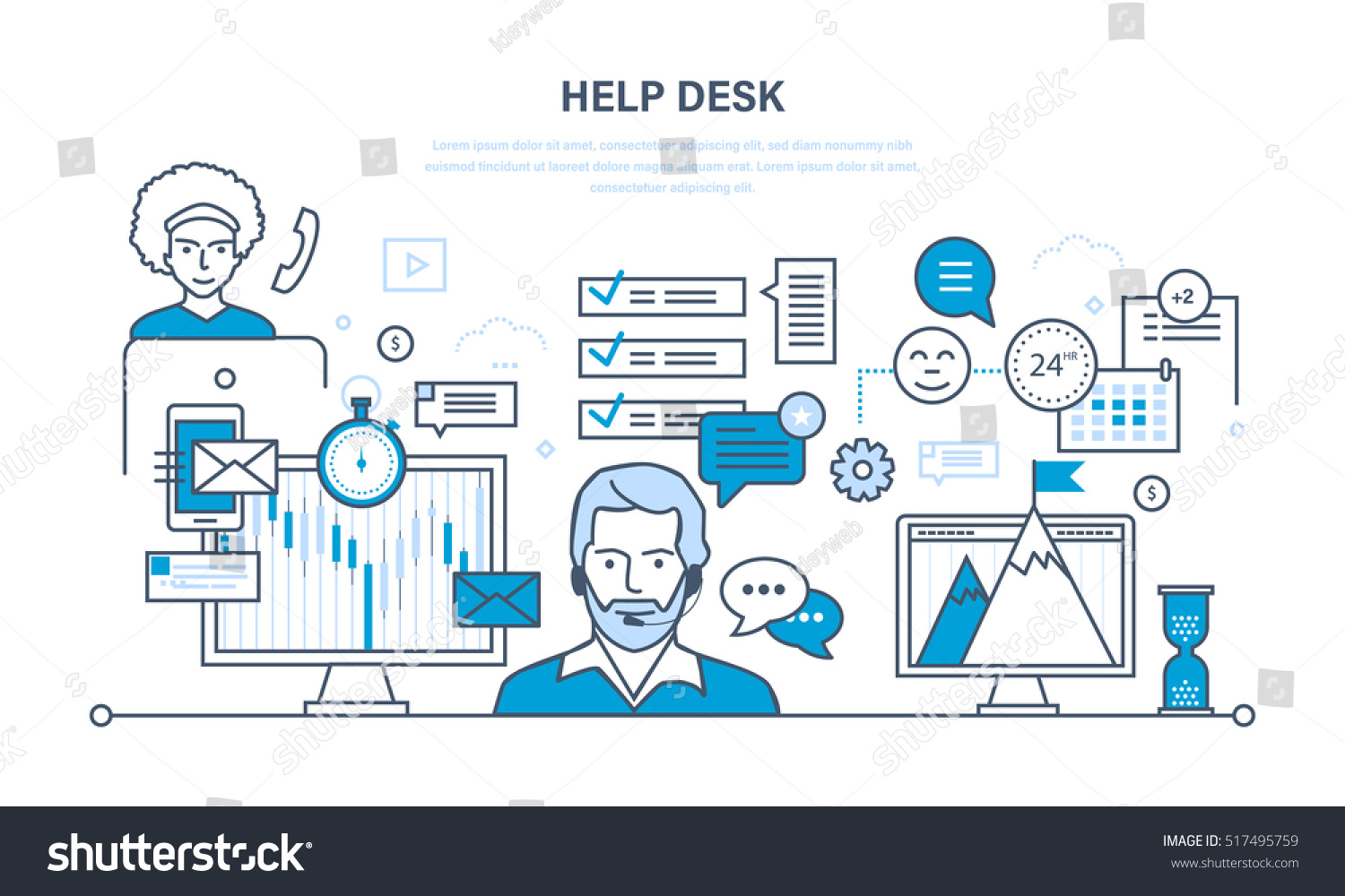 Technical Support Help Desk System Consulting Stock Vector