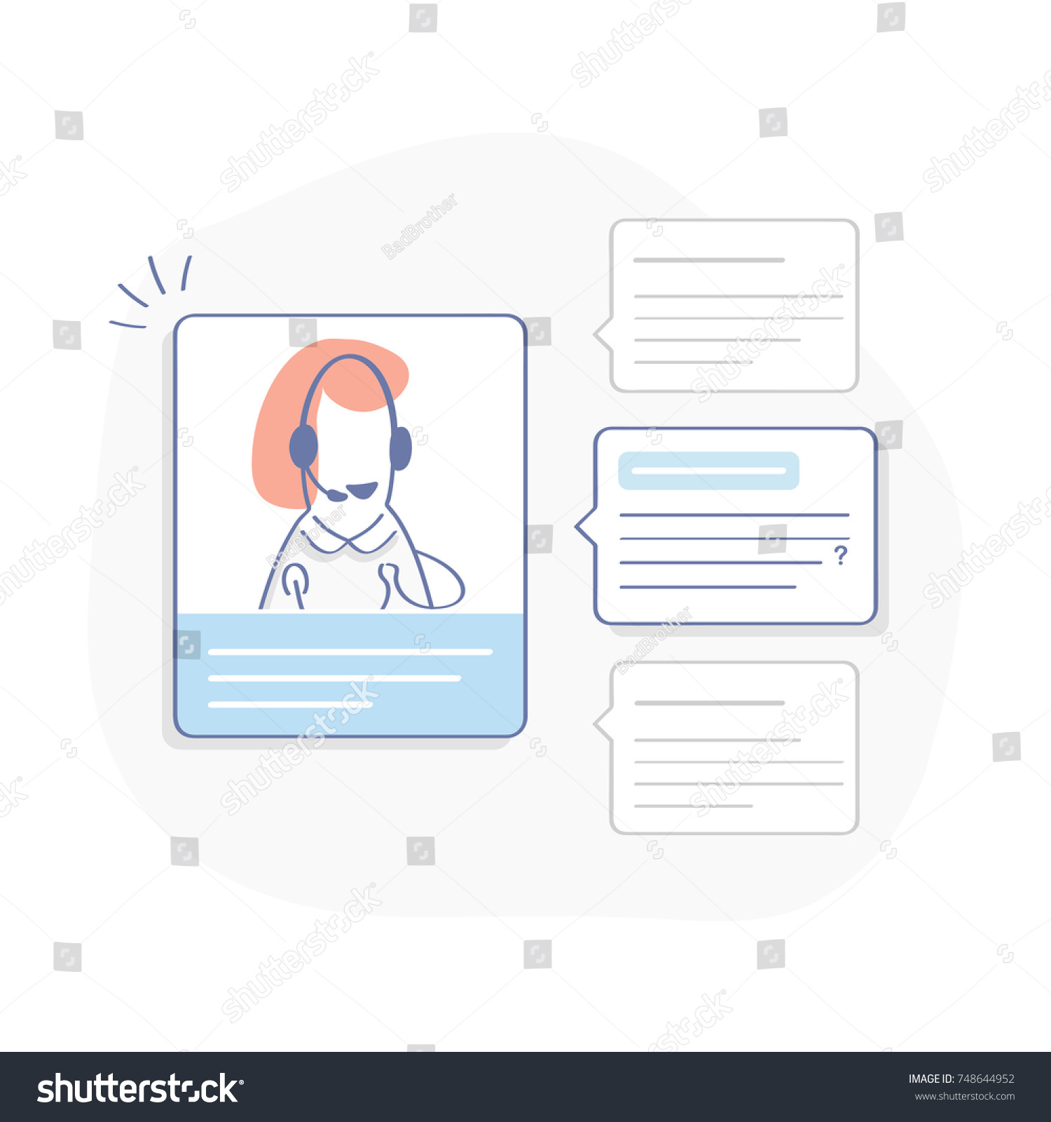 Technical Support Operator Online Help Desk Stock Vector Royalty