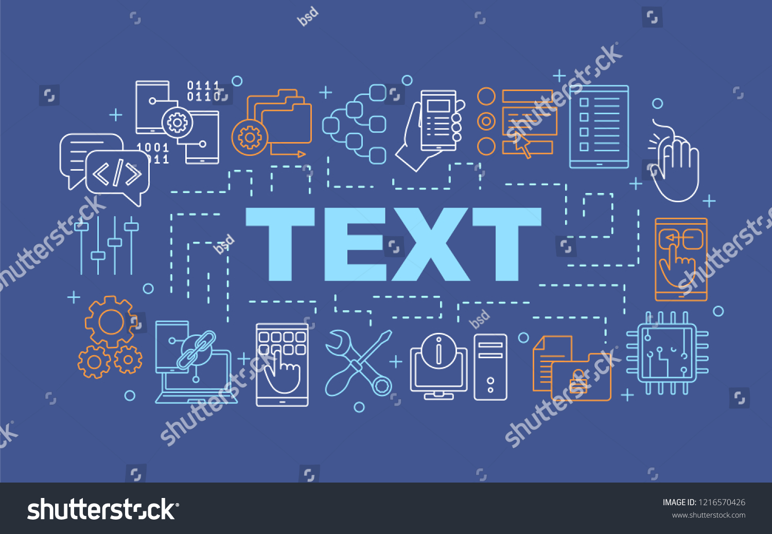 Technical Support Word Concepts Banner Settings Stock Vector