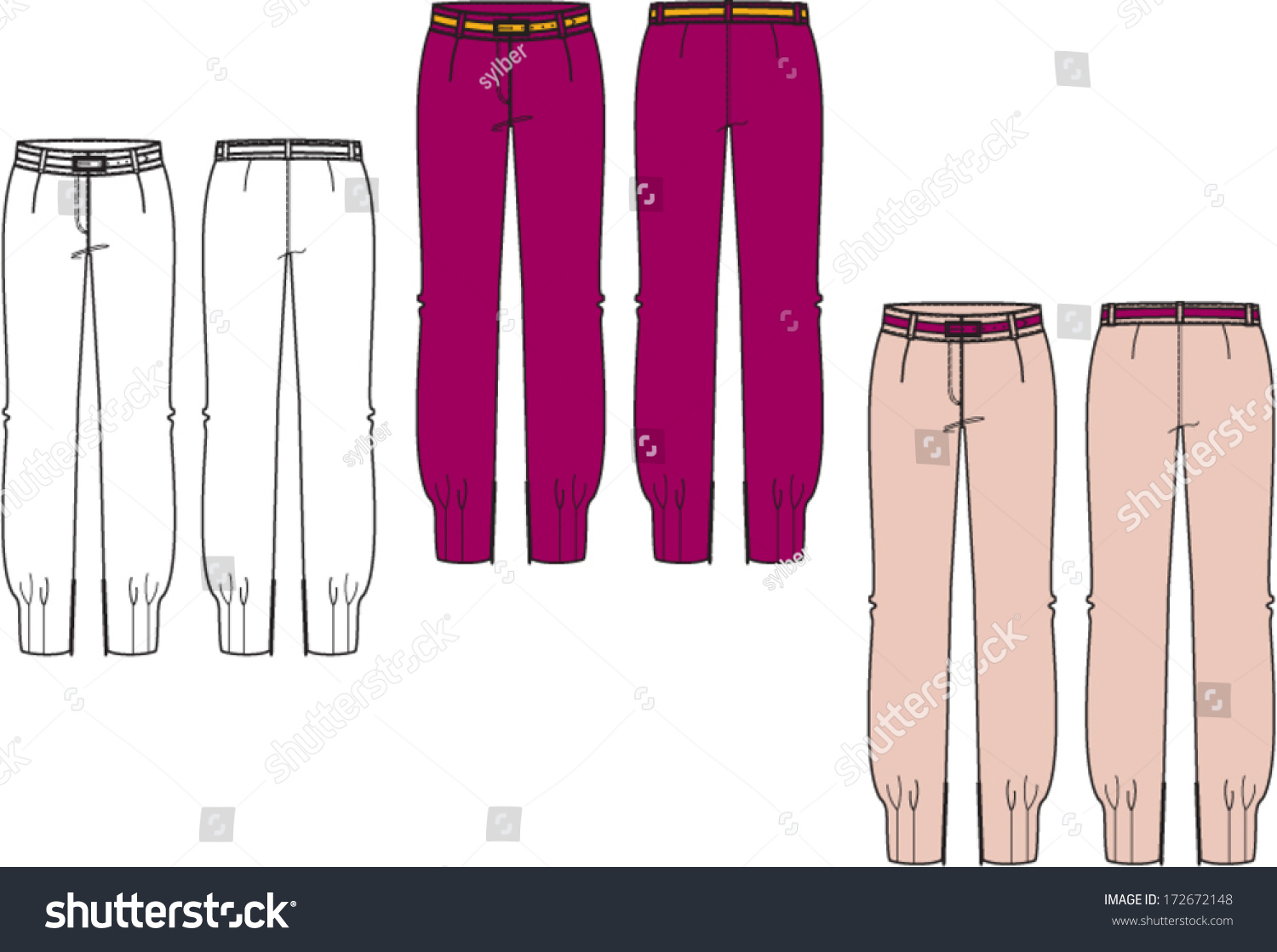 Technical Vector Drawing Of Woman'S Trousers - 172672148 : Shutterstock