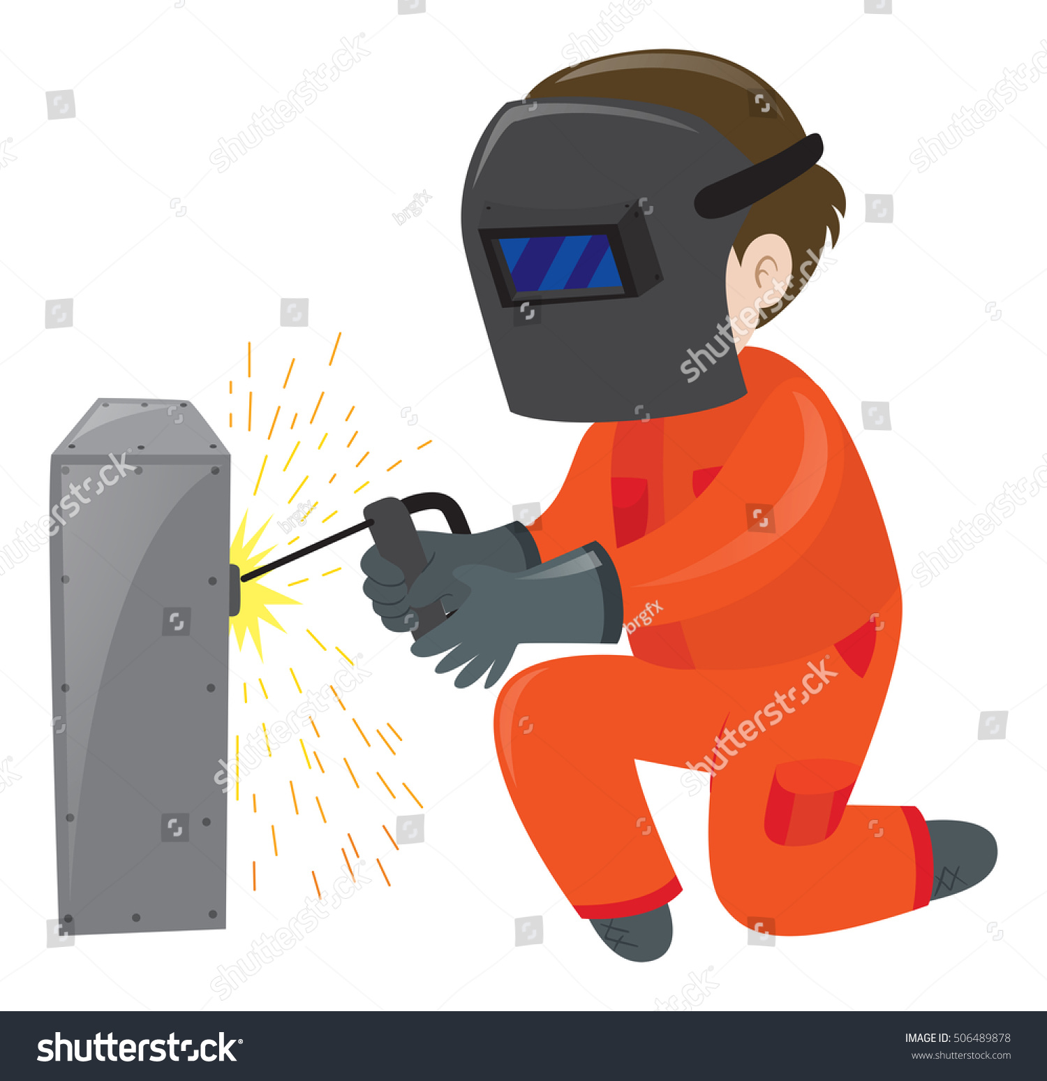 Technician Repairing Metal Box Illustration - 506489878 : Shutterstock