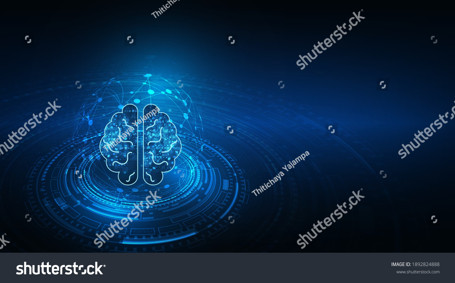 Technology Artificial Intelligence Ai Brain Animation Stock Vector ...