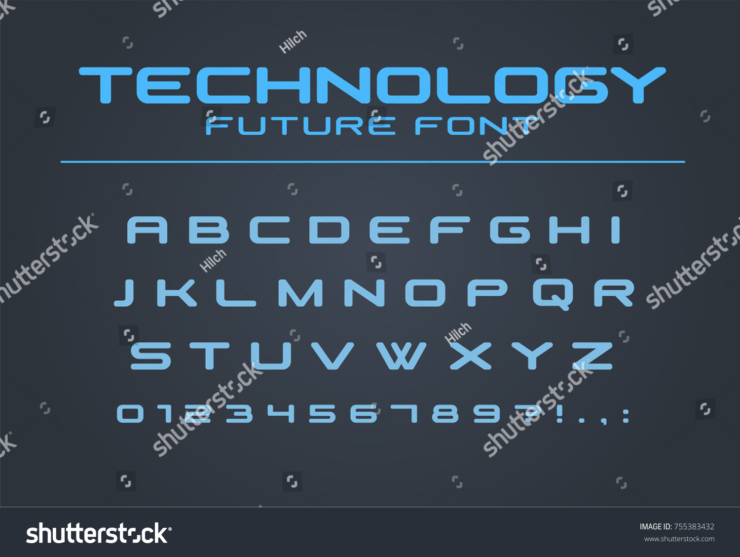 Technology Font Geometric Sport Futuristic Future Stock Vector