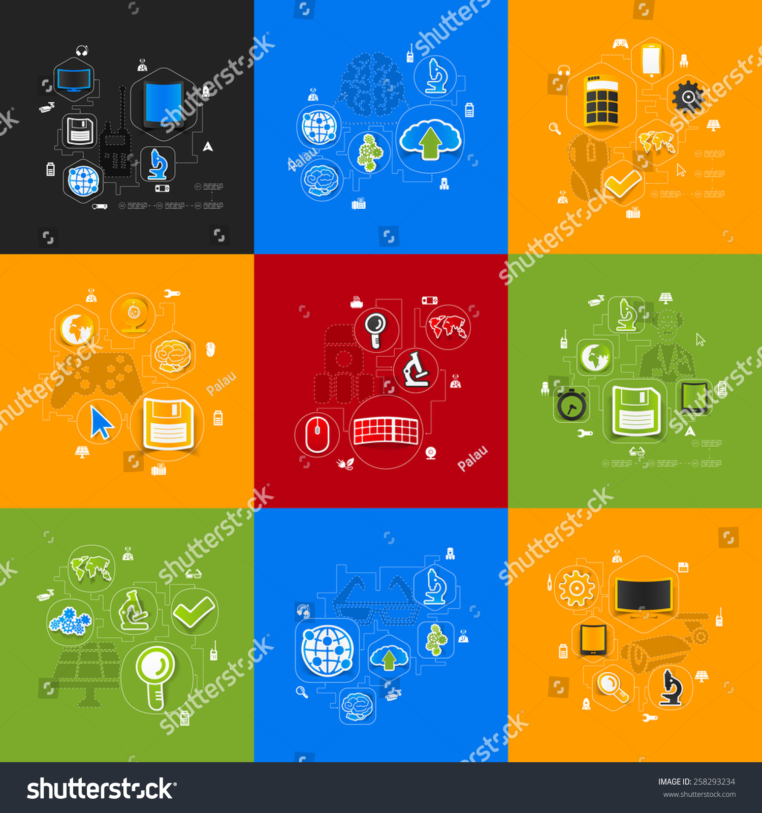 Technology Sticker Infographic Stock Vector (Royalty Free) 258293234 ...