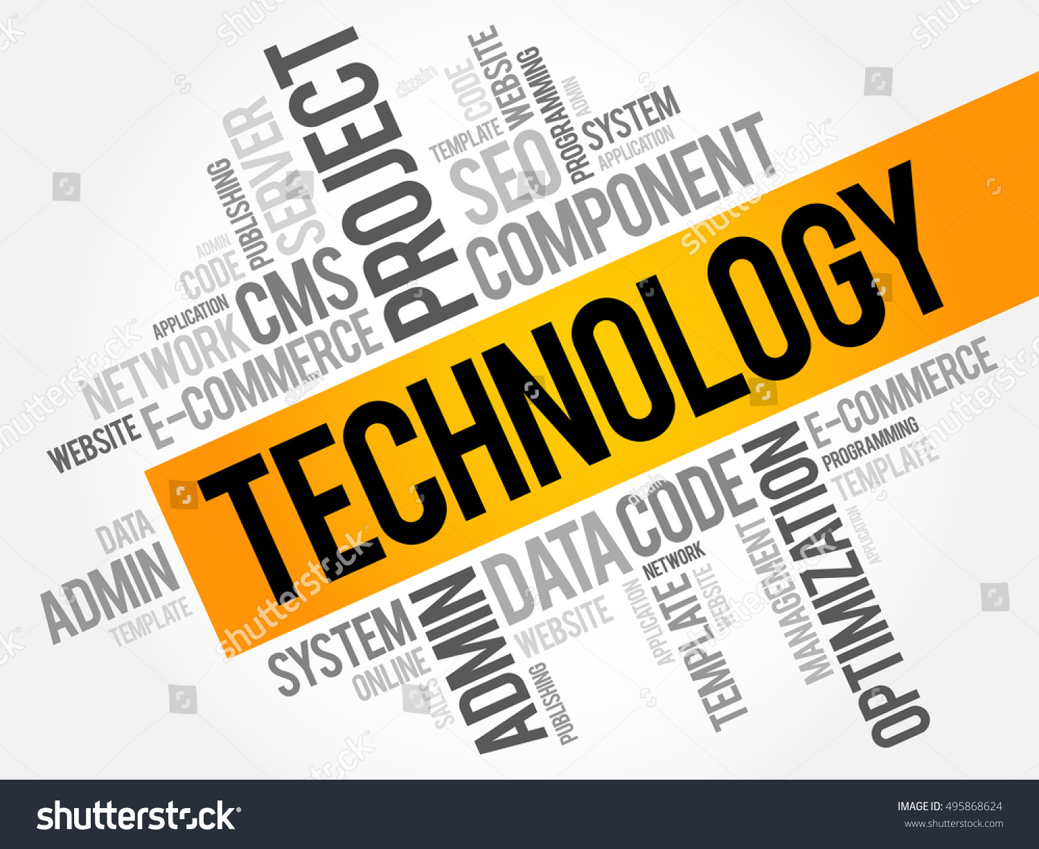 Technology Word Cloud Collage Business Concept Stock Vector (Royalty
