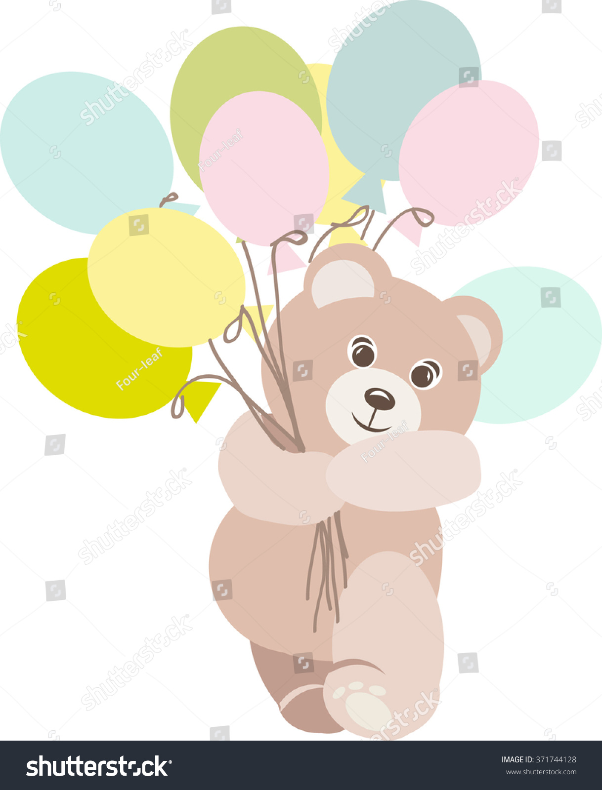 teddy holding balloons
