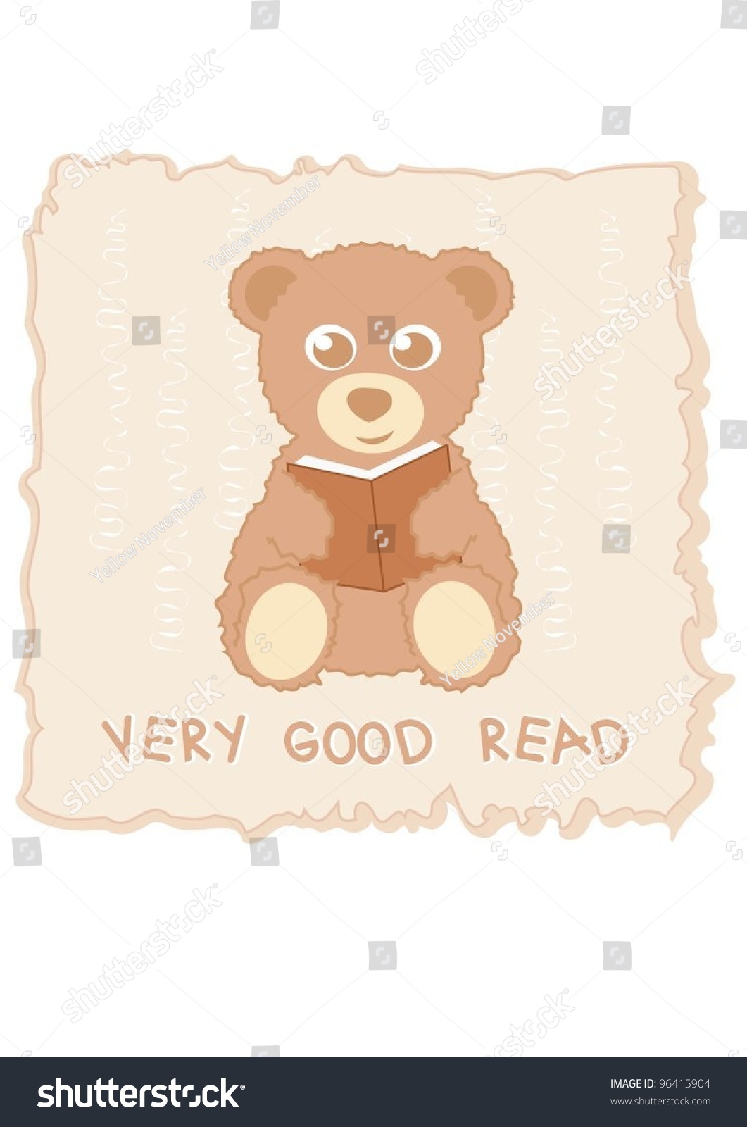 Teddy Bear Holding Book Vector Illustration Stok Vektör Telifsiz 96415904 Shutterstock