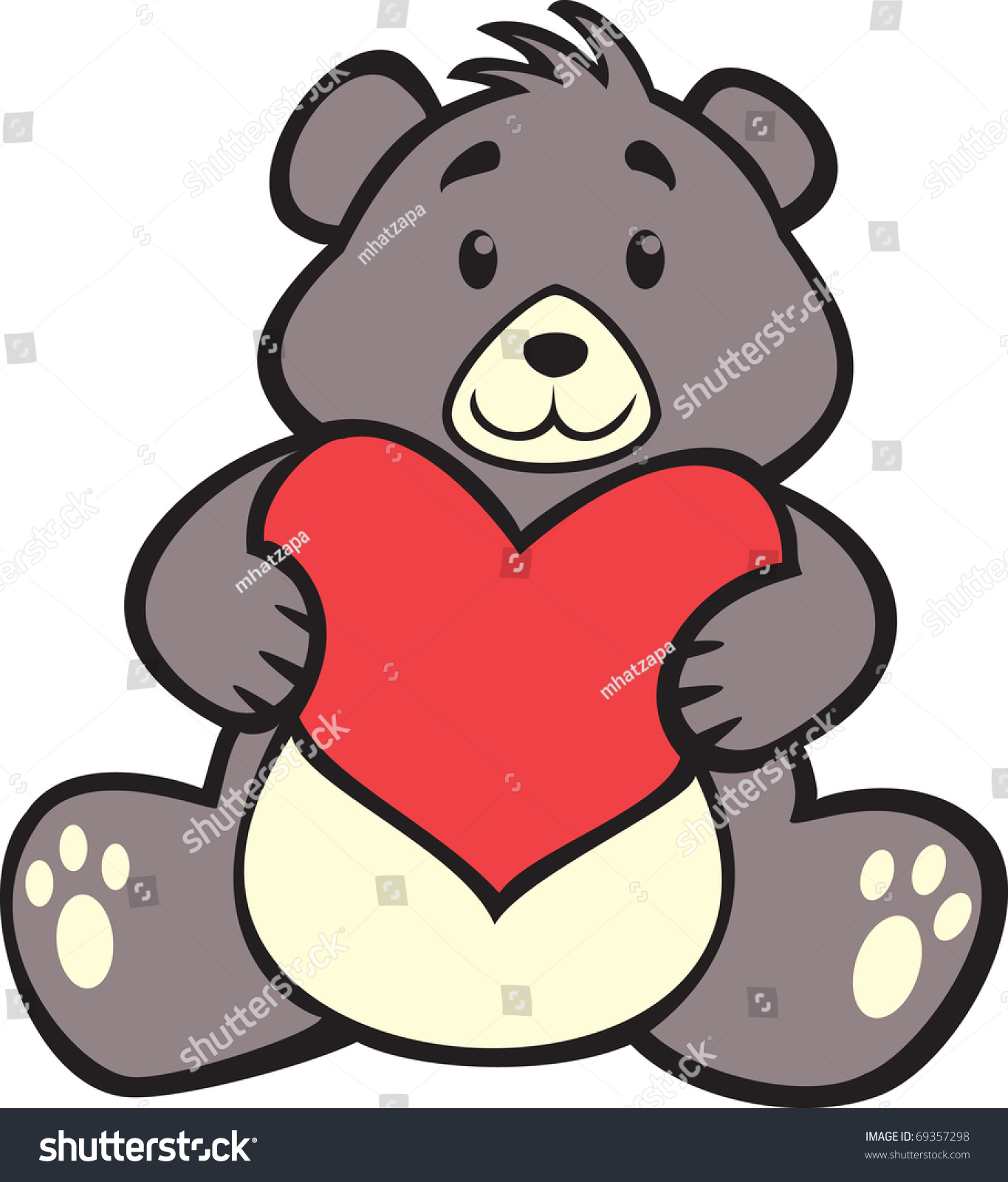 Teddy Bear Hugging Heart Stock Vector Illustration 69357298 : Shutterstock