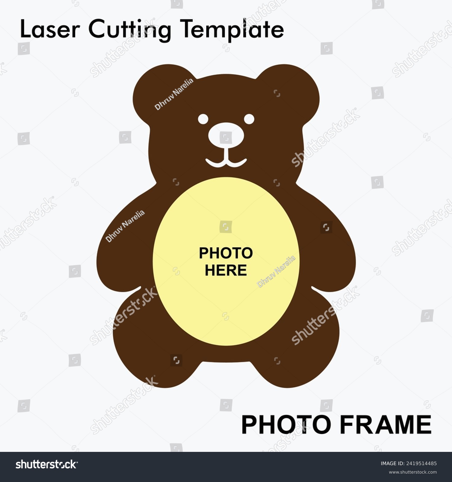 SVG of Teddy Bear modern design Laser cut photo frame with 1 photo. Creative and beautiful frame suitable for Home and Room Decor. Laser cut photo frame template design for mdf and acrylic cutting. svg