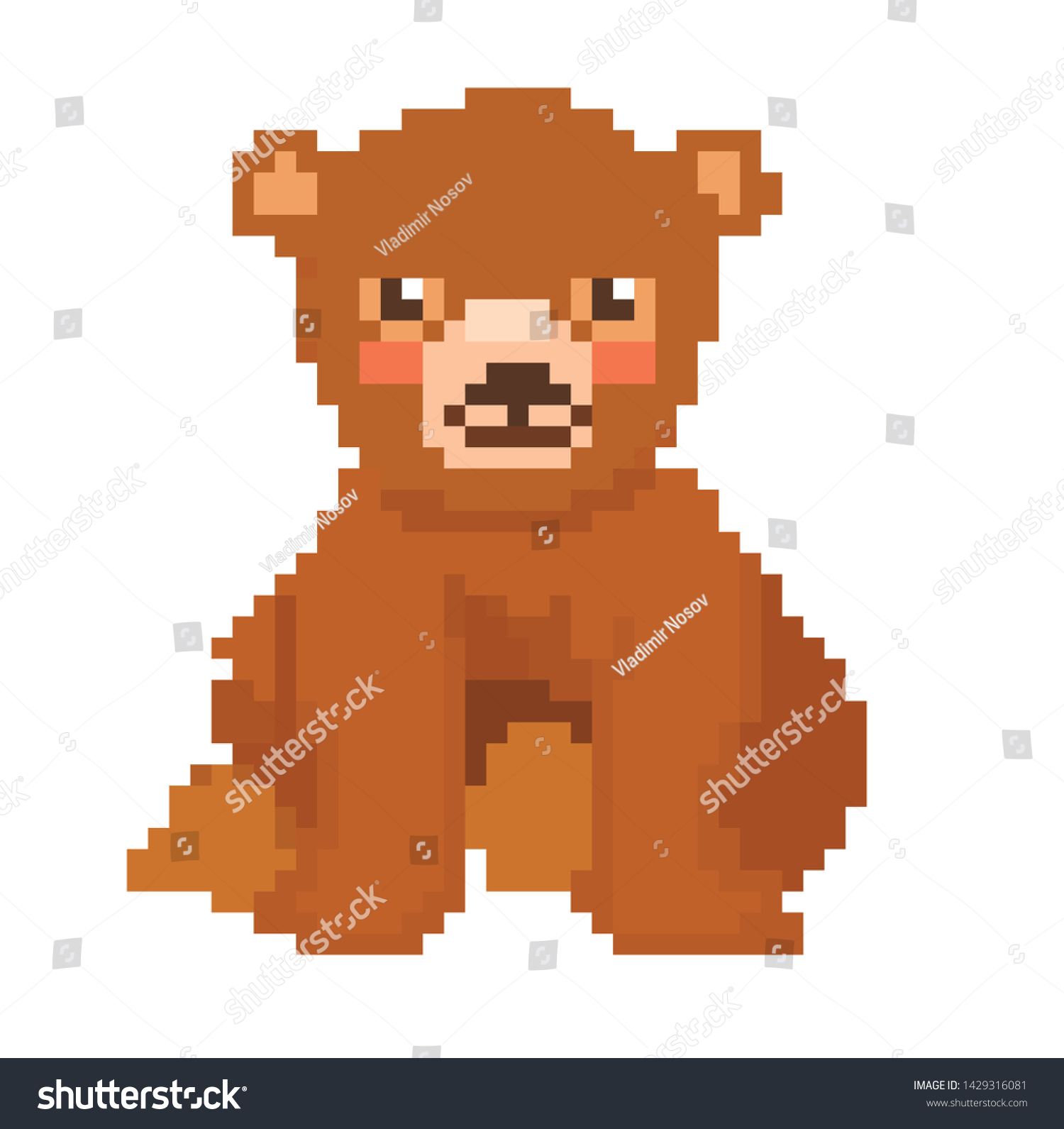 Teddy Bear Pixel Art Style Cute Stock Vector (Royalty Free) 1429316081 ...