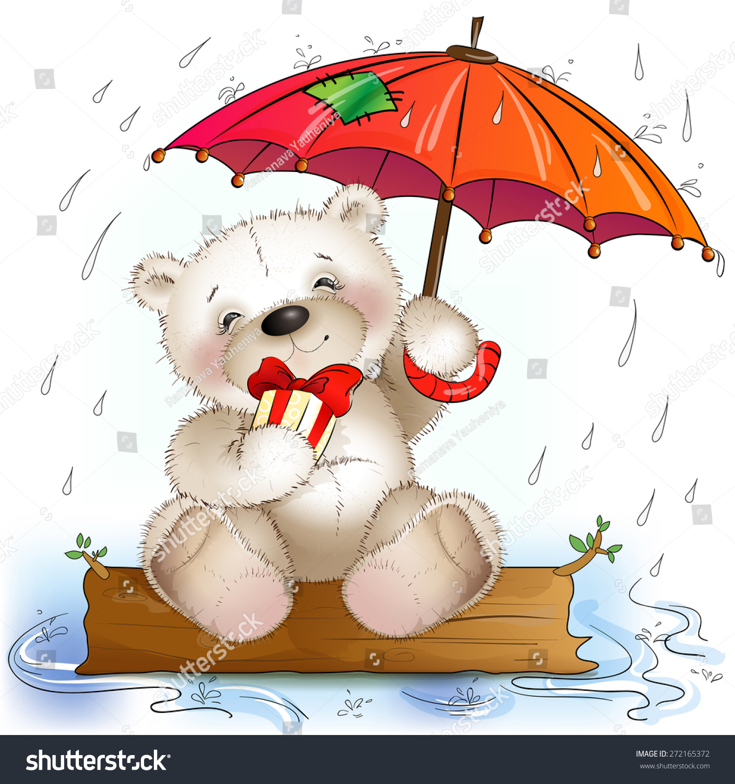 teddy bear with umbrella