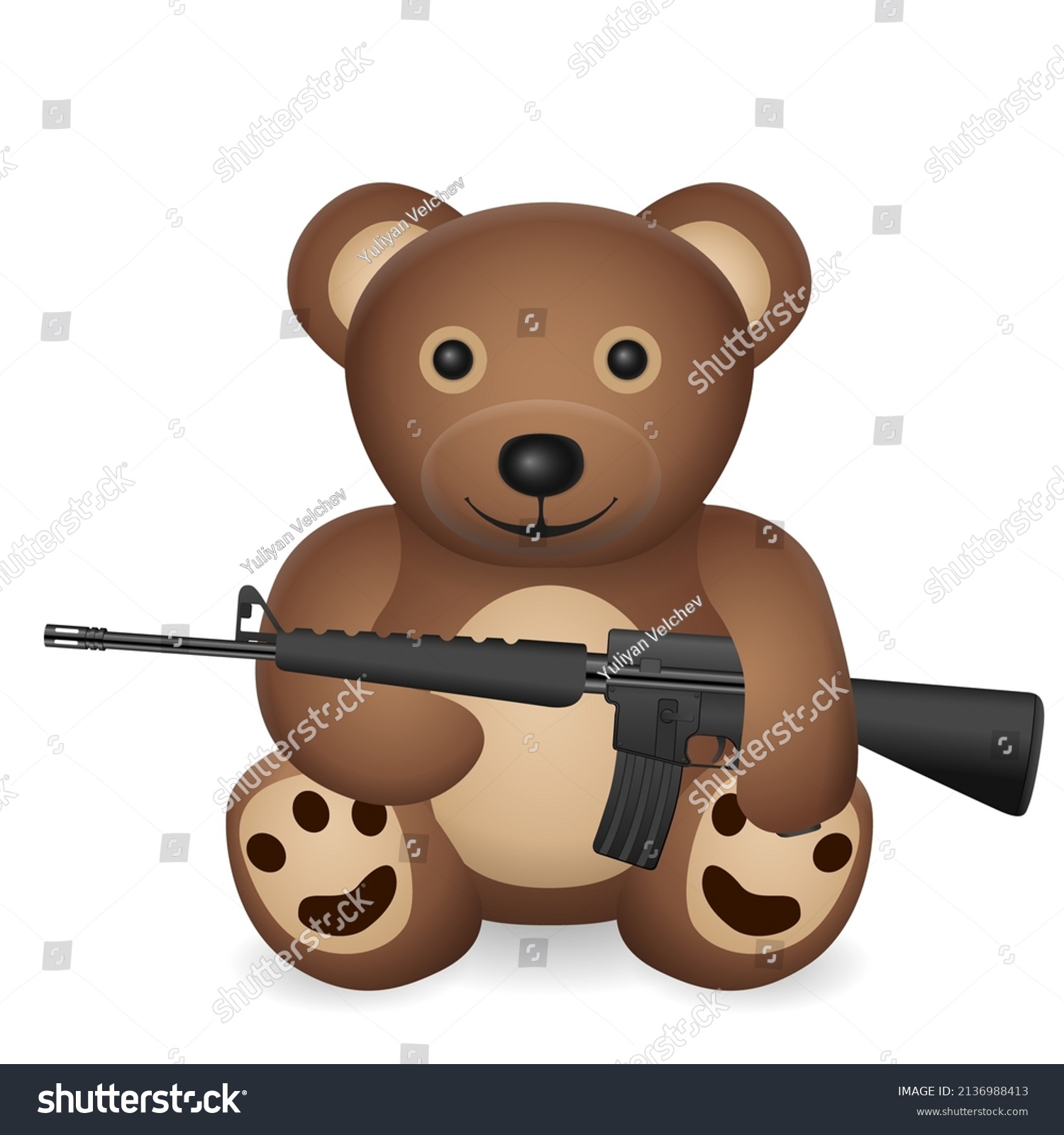Teddy Bear M16 On White Background Stock Vector (Royalty Free ...