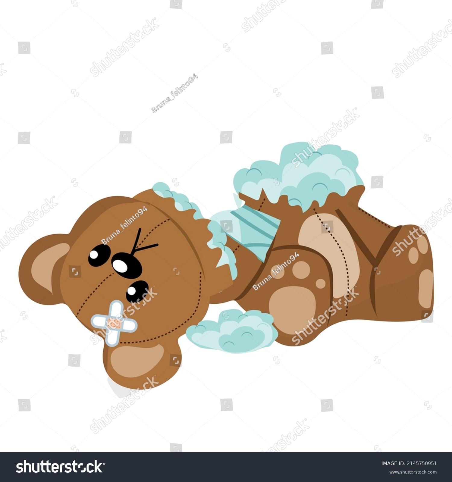 SVG of Teddy bear with torn of head, 
sad teddy bear. svg