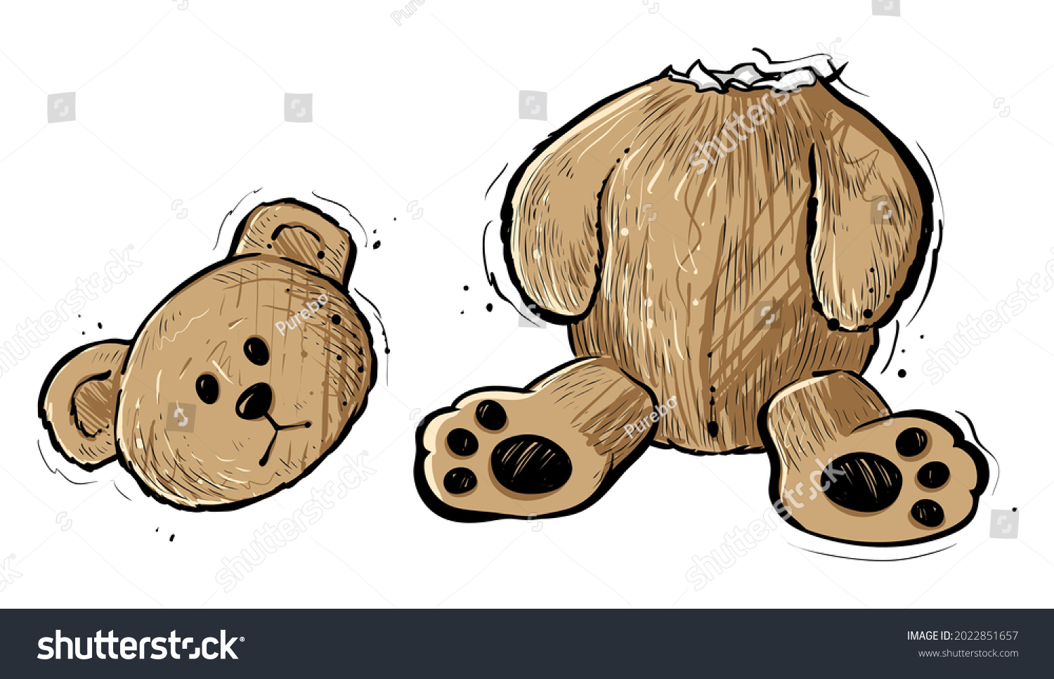 SVG of Teddy bear with torn of head, vector, color svg