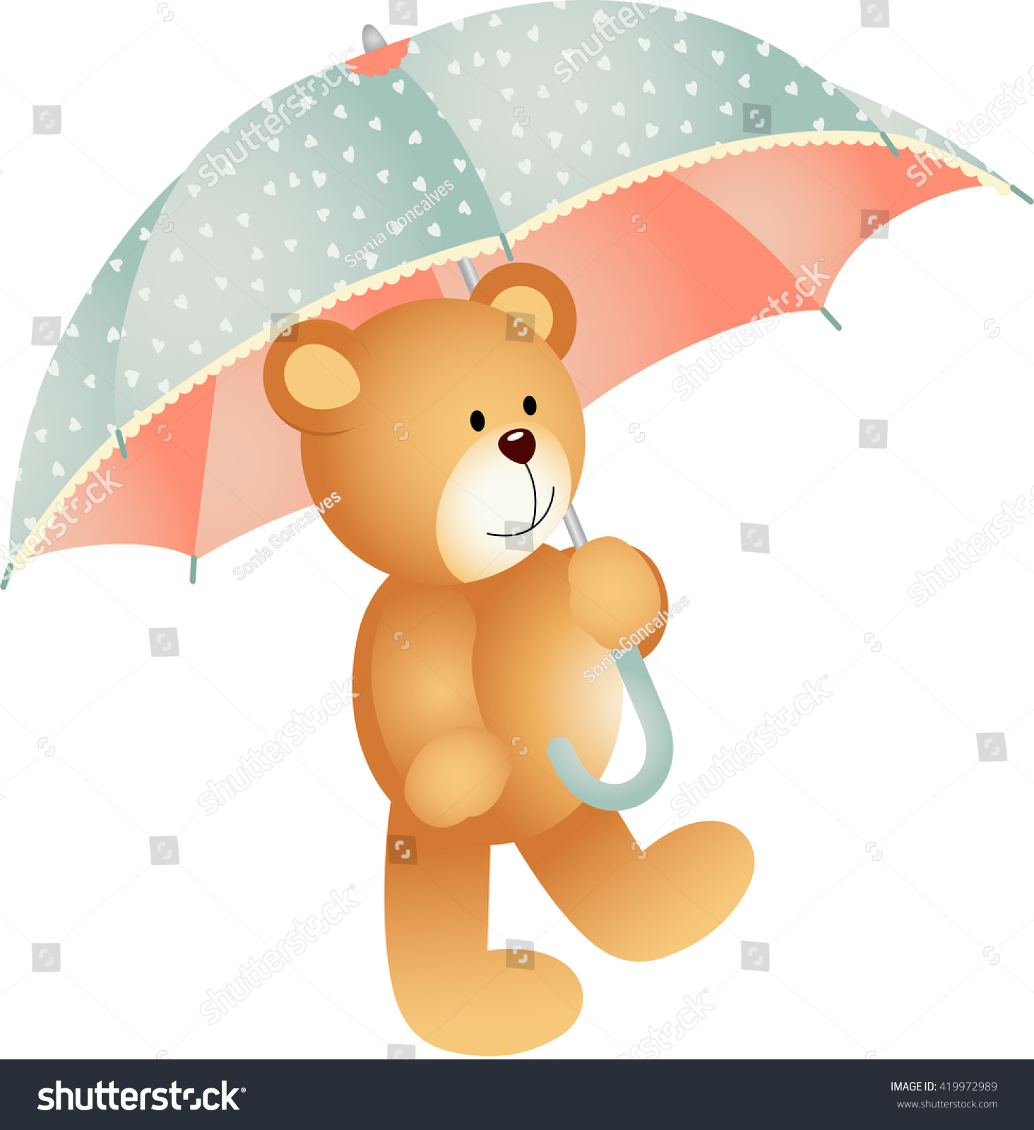 teddy bear with umbrella