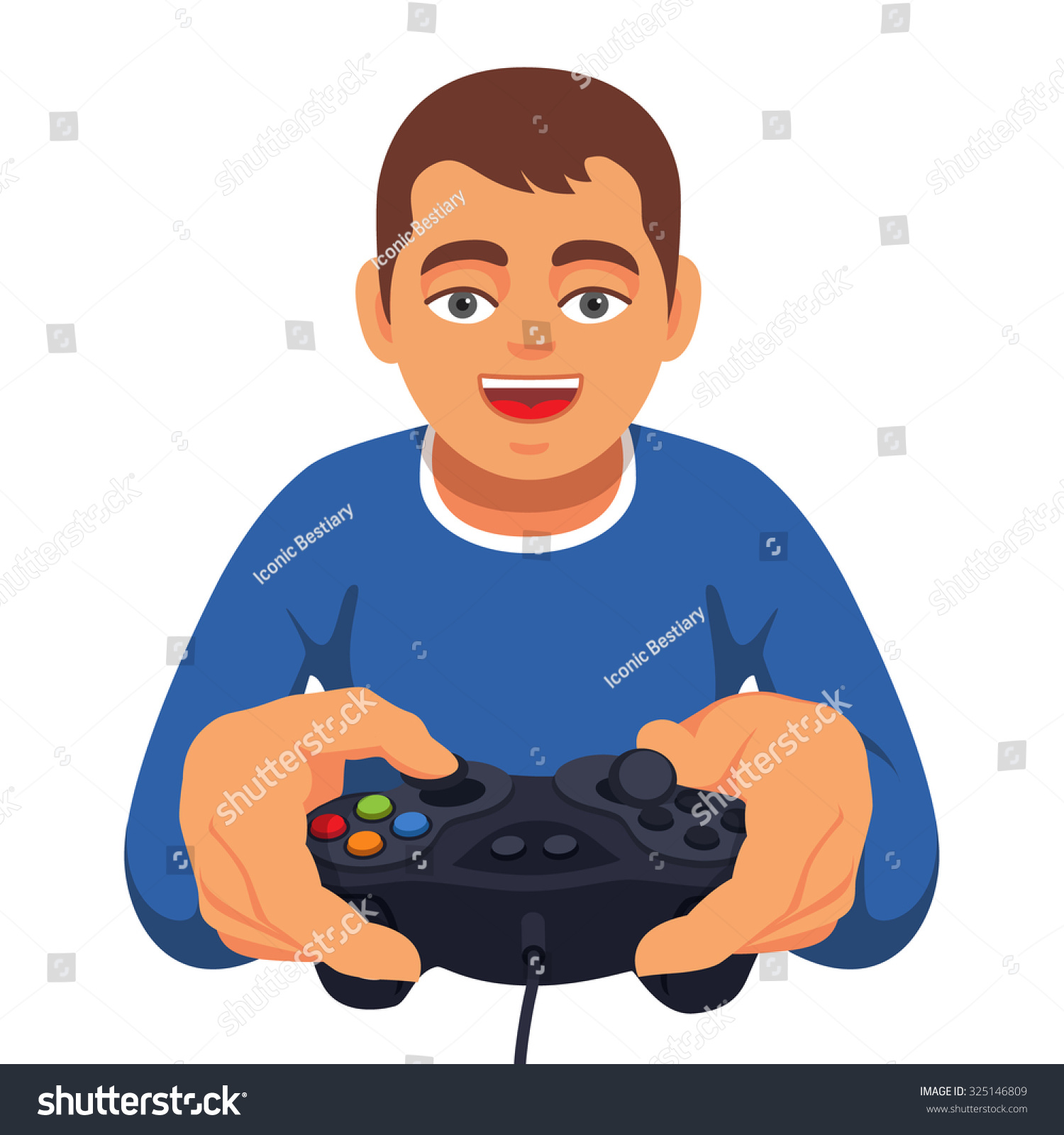 Teen Boy Gaming Gamepad Controller Closeup Stock Vector (Royalty Free ...