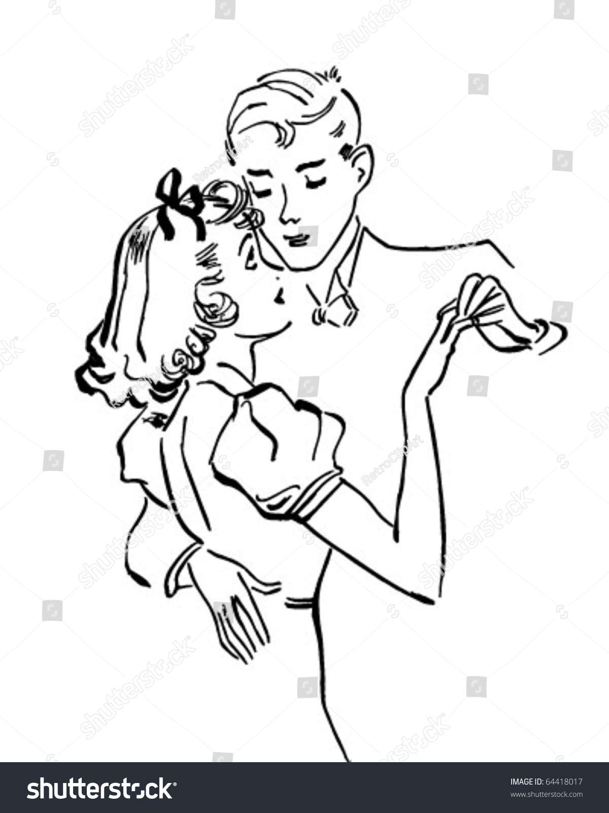 Teen Couple Slow Dancing Retro Clipart Stock Vector 64418017 Shutterstock 7593