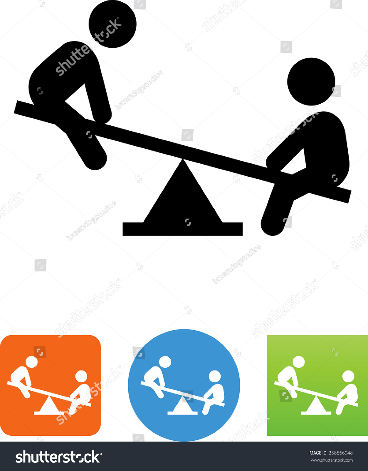 Teeter Totter Playground Kids Playing Icon vector de stock (libre de