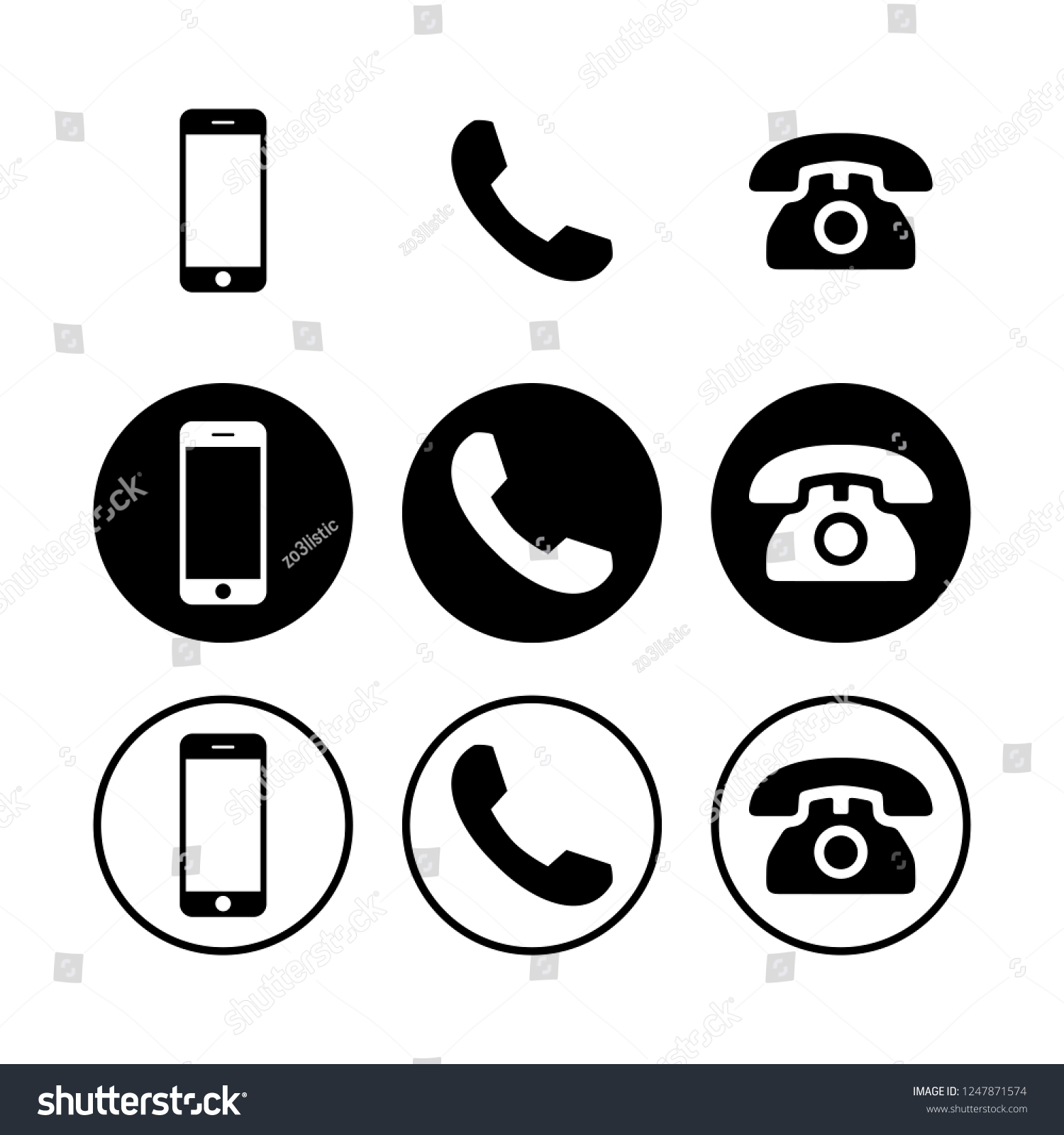 Telephone Icons Phone Icon Vector Call Stock Vector (Royalty Free ...