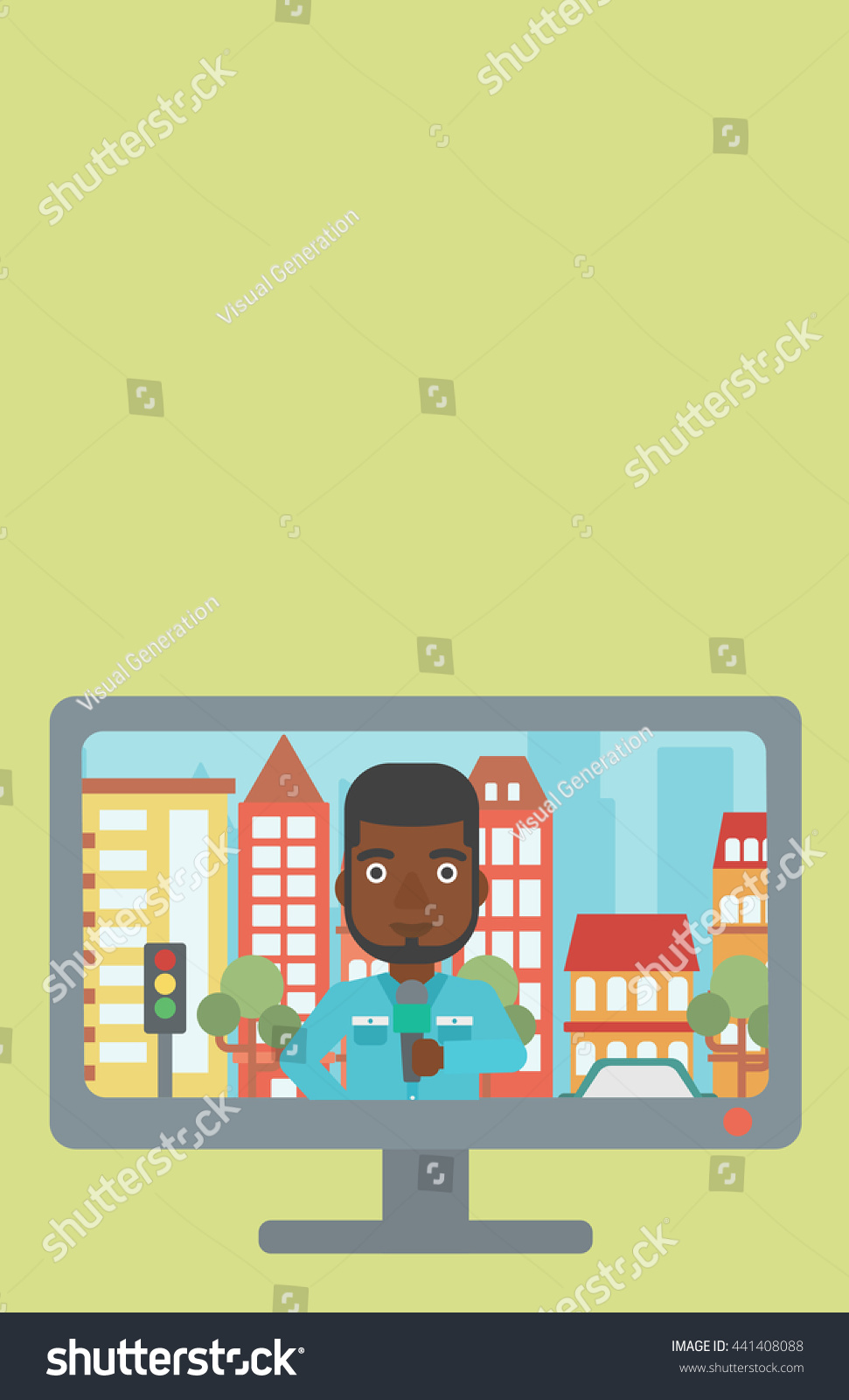 Television Set Broadcasting News Africanamerican Reporter Stock Vector 441408088 Television Set Broadcasting News Africanamerican Reporter Stock Vector 441408088