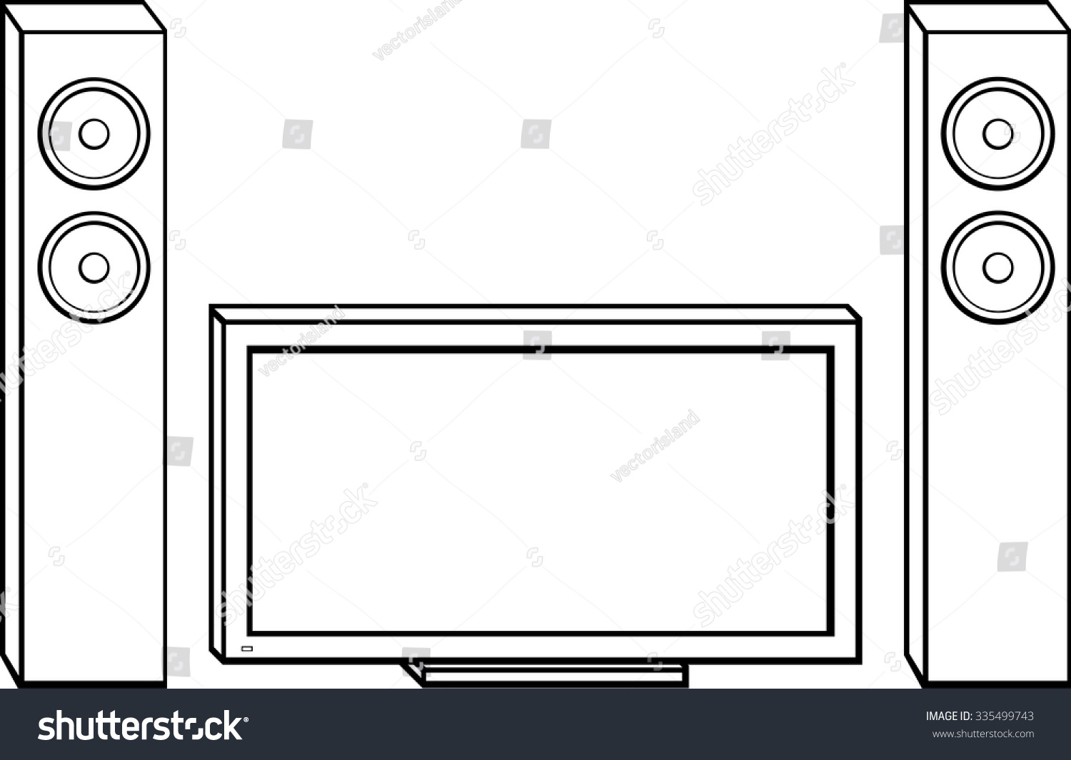 Television With Speakers Stock Vector Illustration 335499743 : Shutterstock